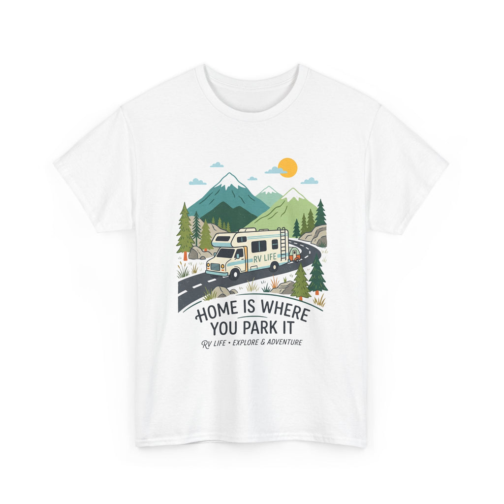 RV Camping T‑Shirt — "Home Is Where You Park It" Mountain Camper Tee