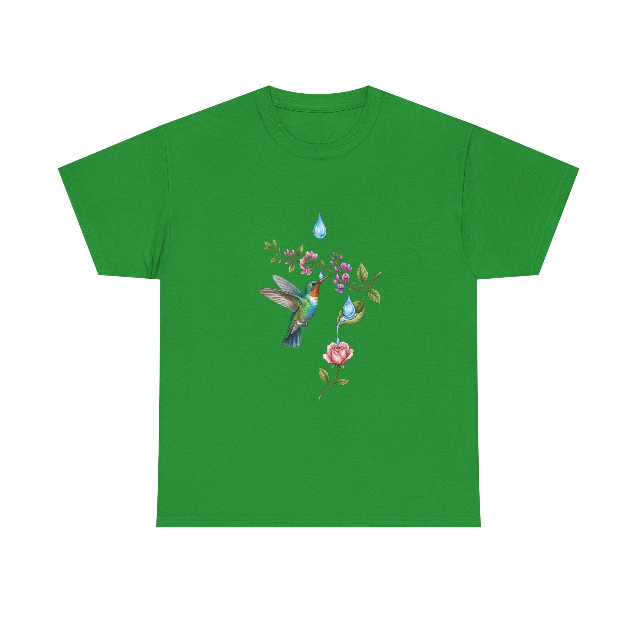 Hummingbird & Floral Tee — Watercolor Garden Shirt