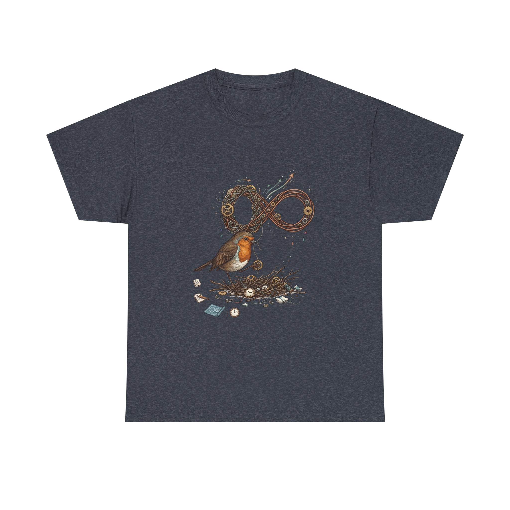 Robin & Infinity Symbol Tee — Nature-Inspired Bird Nest Graphic Shirt idk