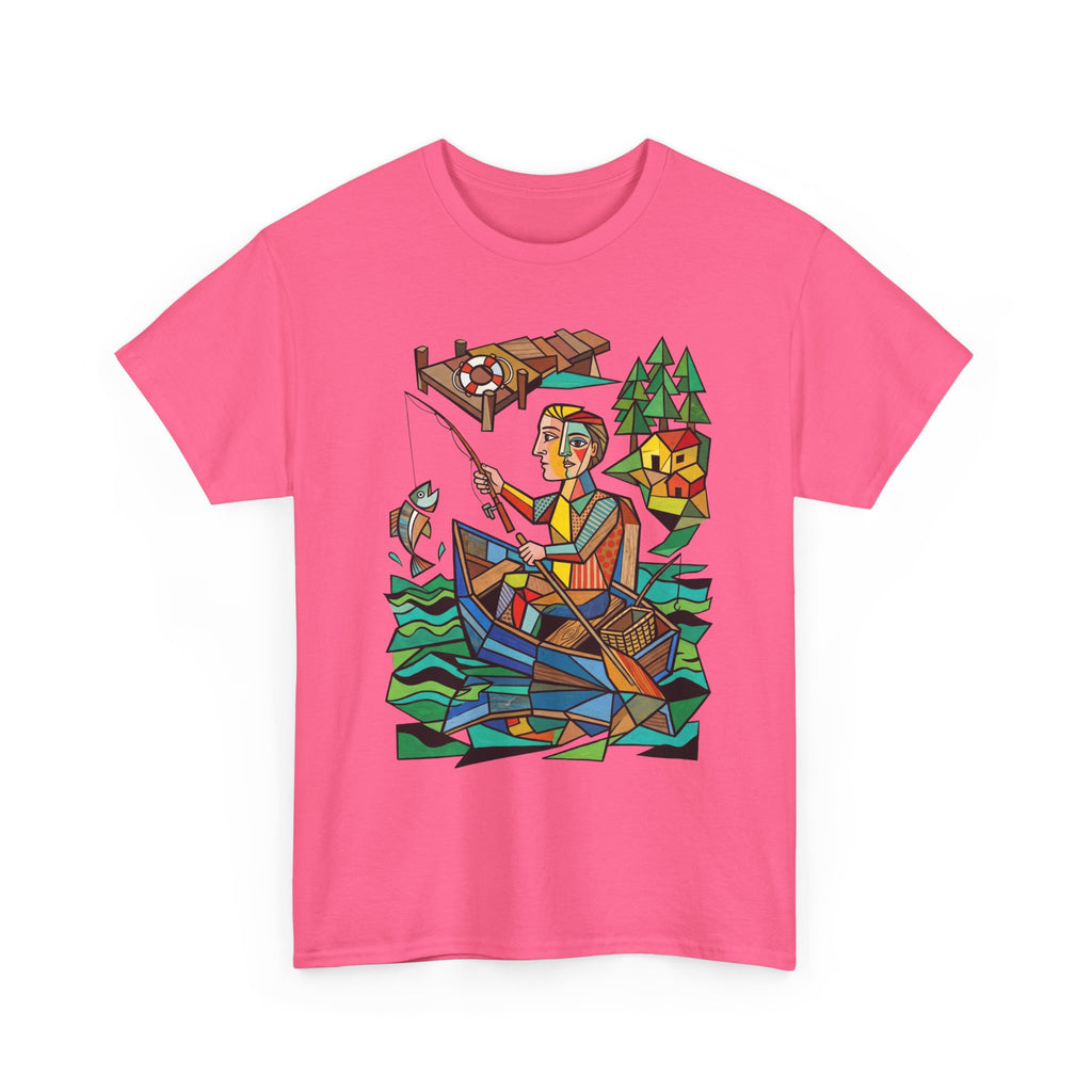 Fishing Canoe T-Shirt — Colorful Stained-Glass Angler Graphic Tee