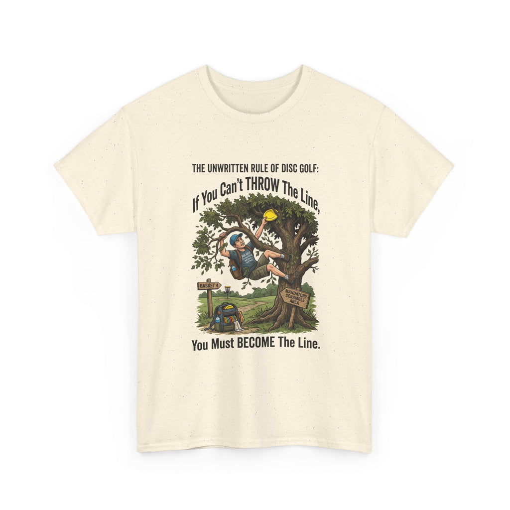 Disc Golf T-Shirt - "If You Can't Throw the Line, You Must Become the Line" Vintage Golf Cartoon Tee