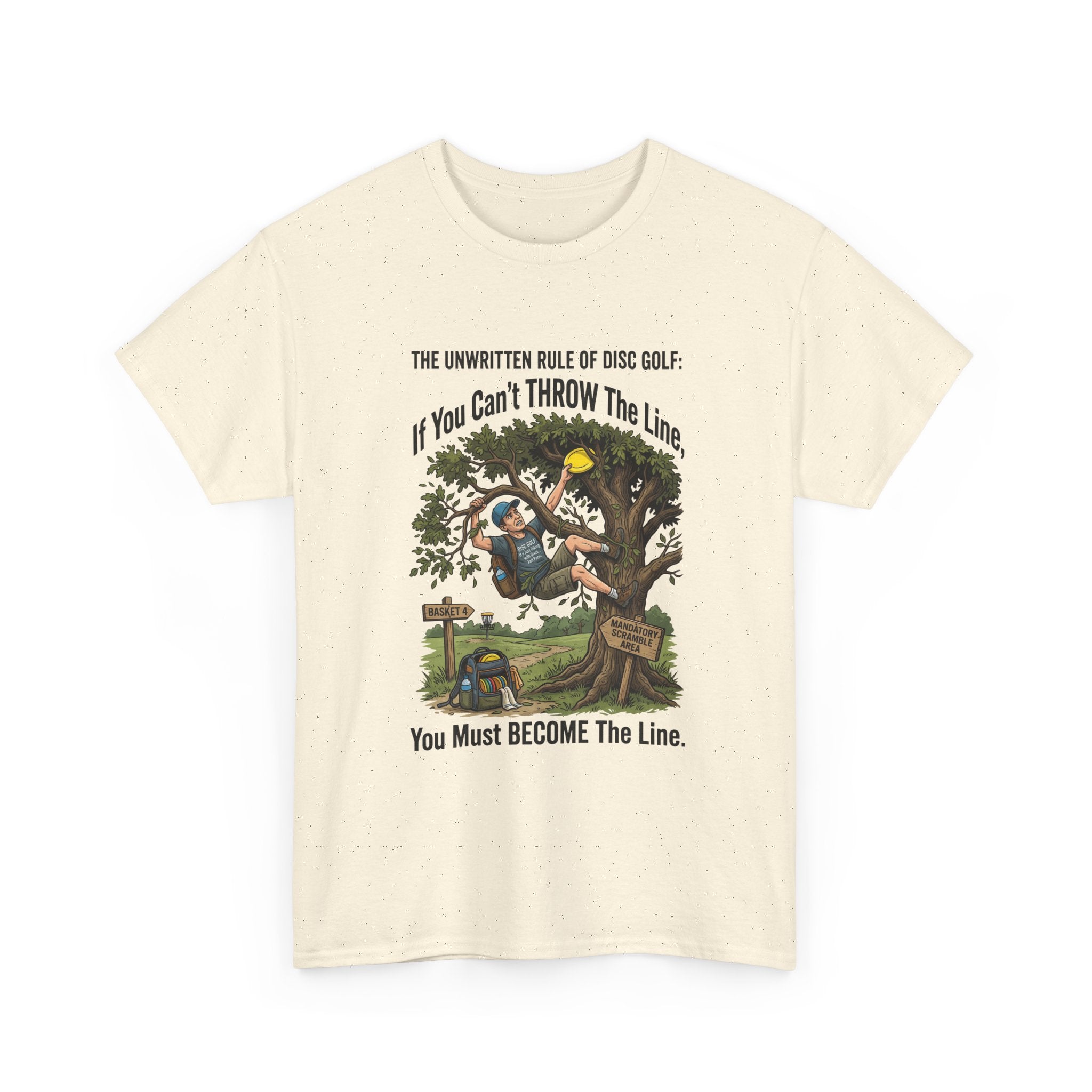 Disc Golf T-Shirt - "If You Can't Throw the Line, You Must Become the Line" Vintage Golf Cartoon Tee