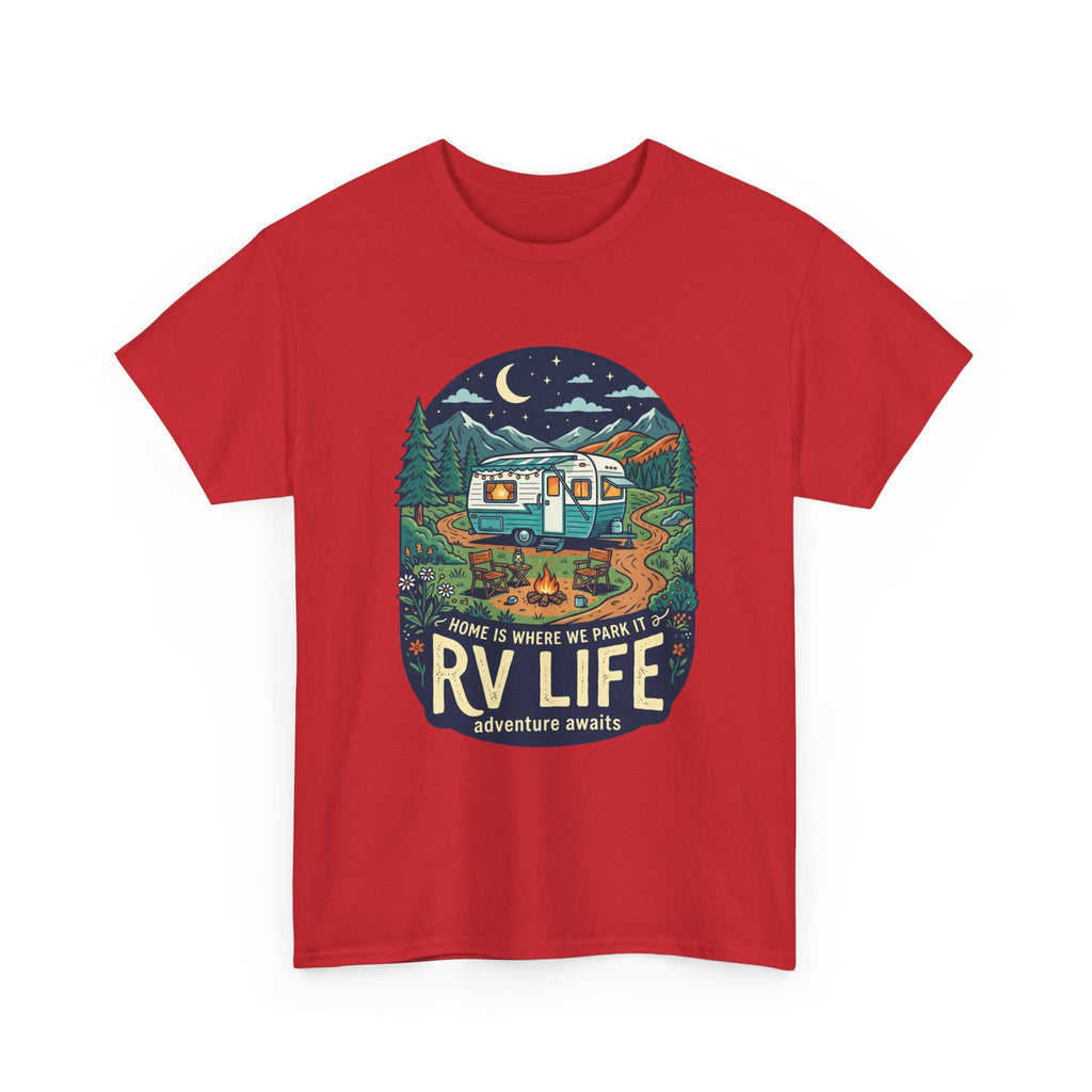 RV Life T-Shirt — Retro Camper Graphic Tee (“Home Is Where We Park It”)