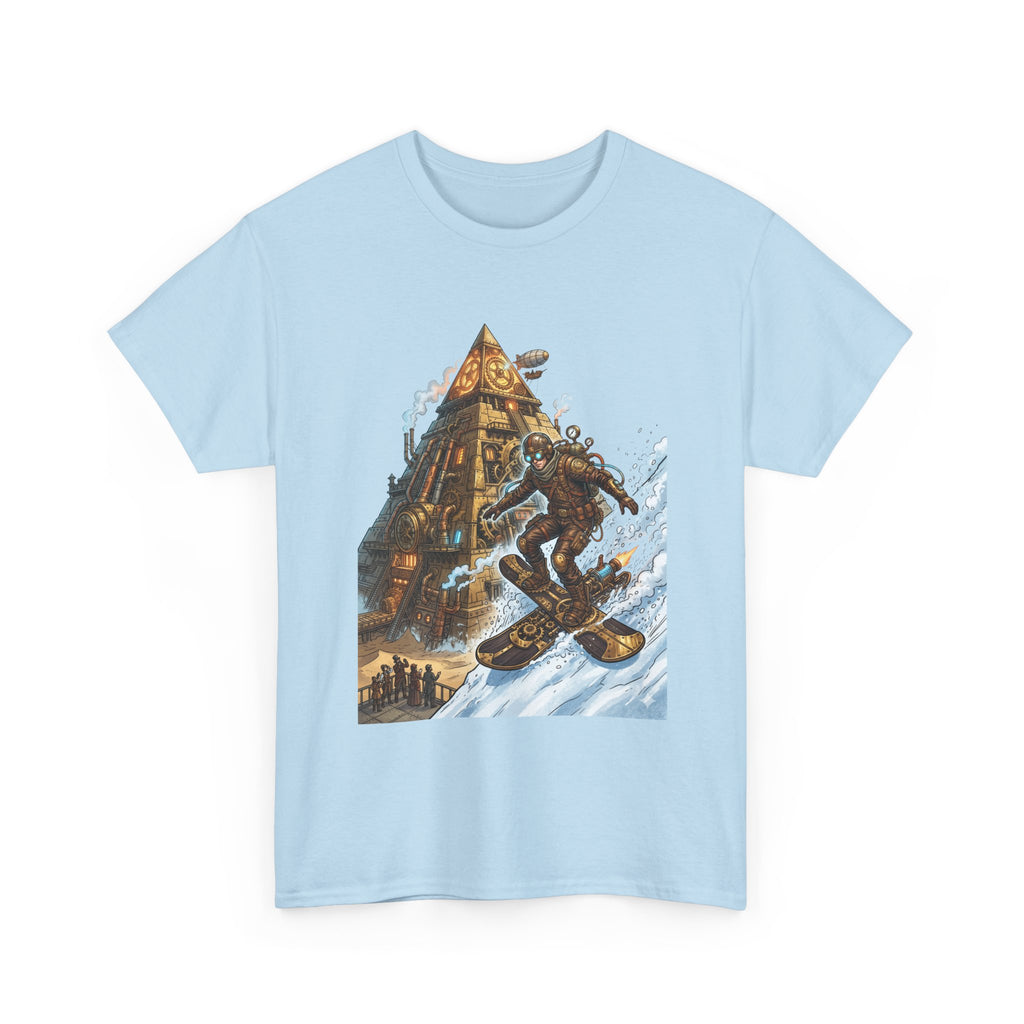 Steampunk Snowboard T‑Shirt — Retro Mountain Adventure Graphic Tee