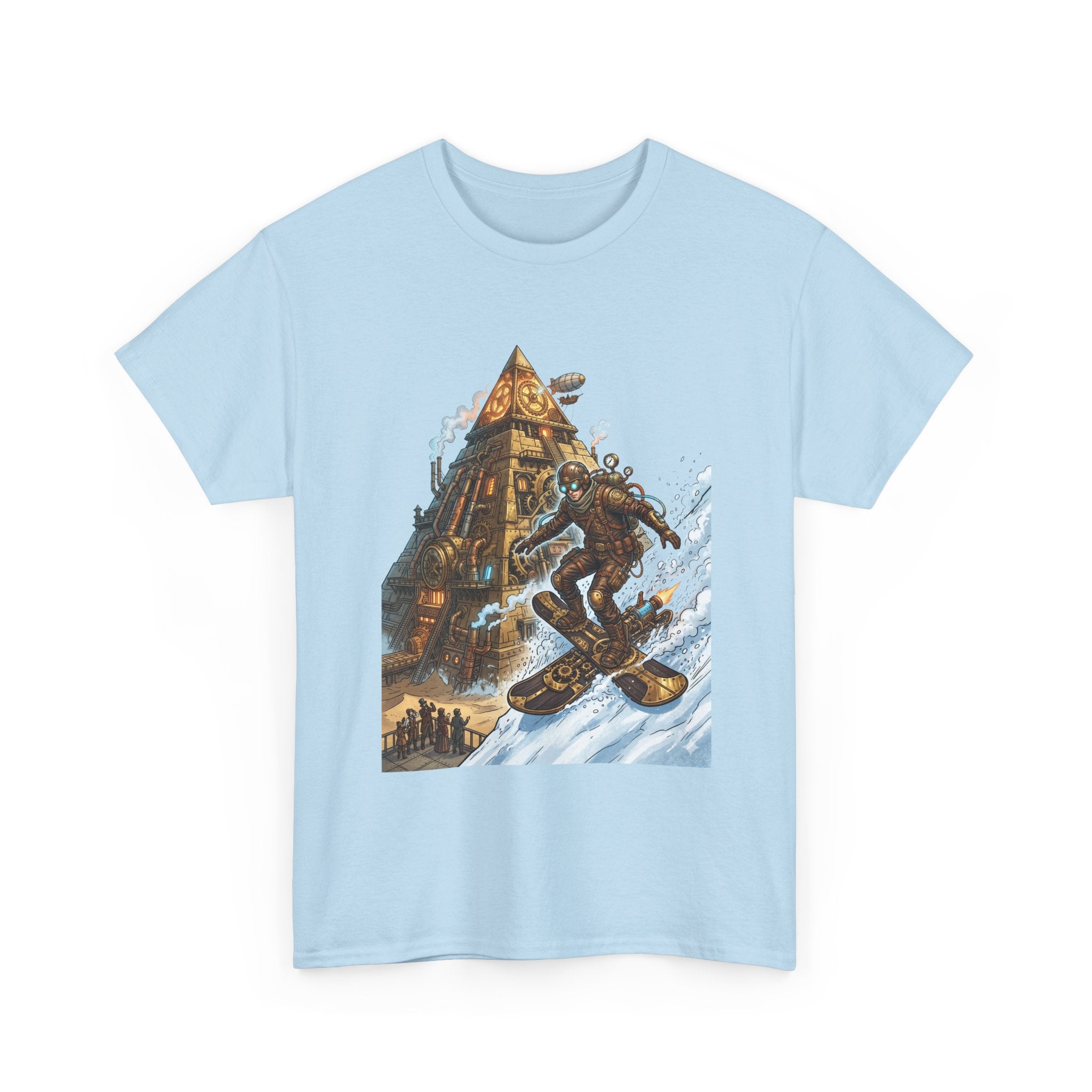 Steampunk Snowboard T‑Shirt — Retro Mountain Adventure Graphic Tee