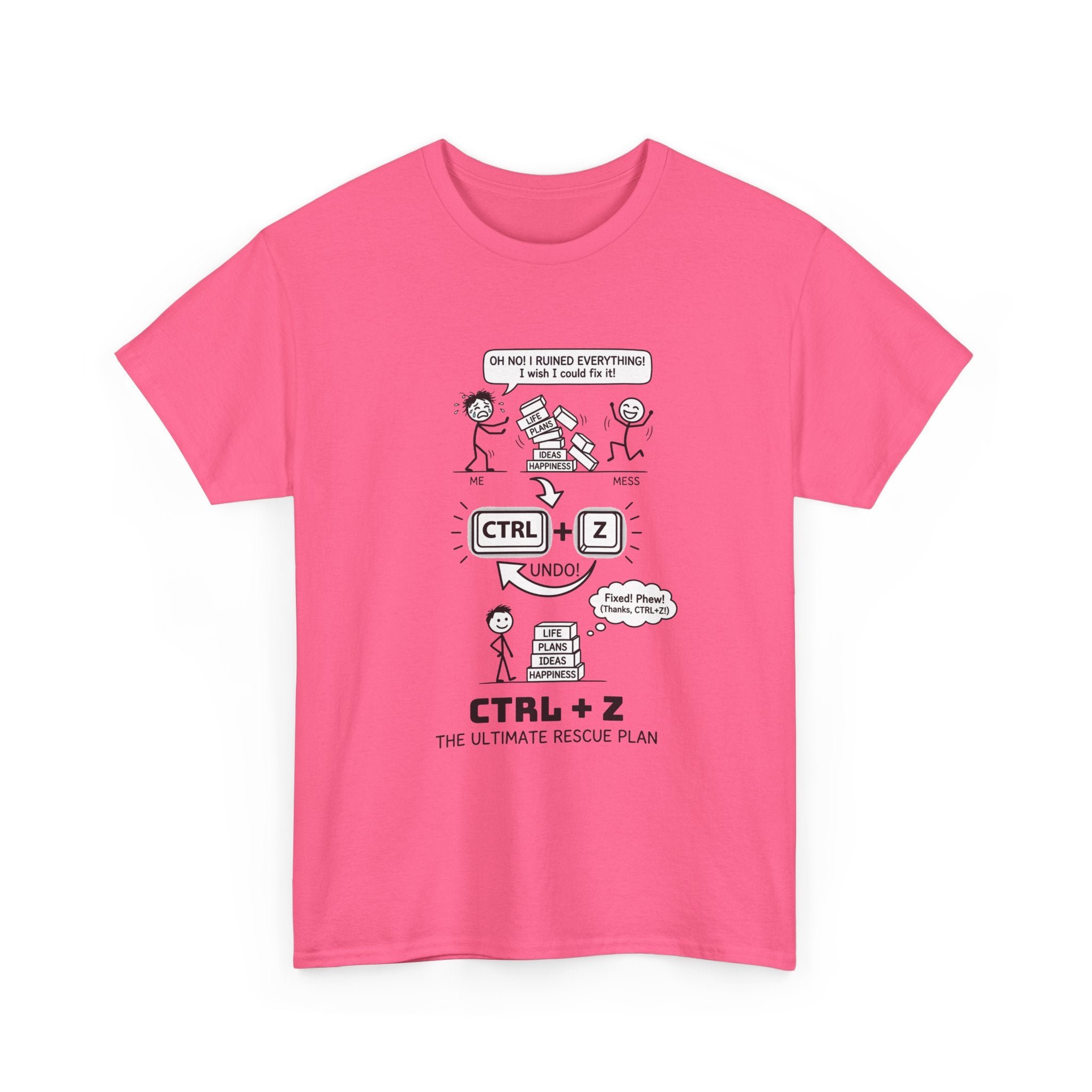 CTRL + Z T-Shirt — Funny Programmer Comic Tee ("The Ultimate Rescue Plan")