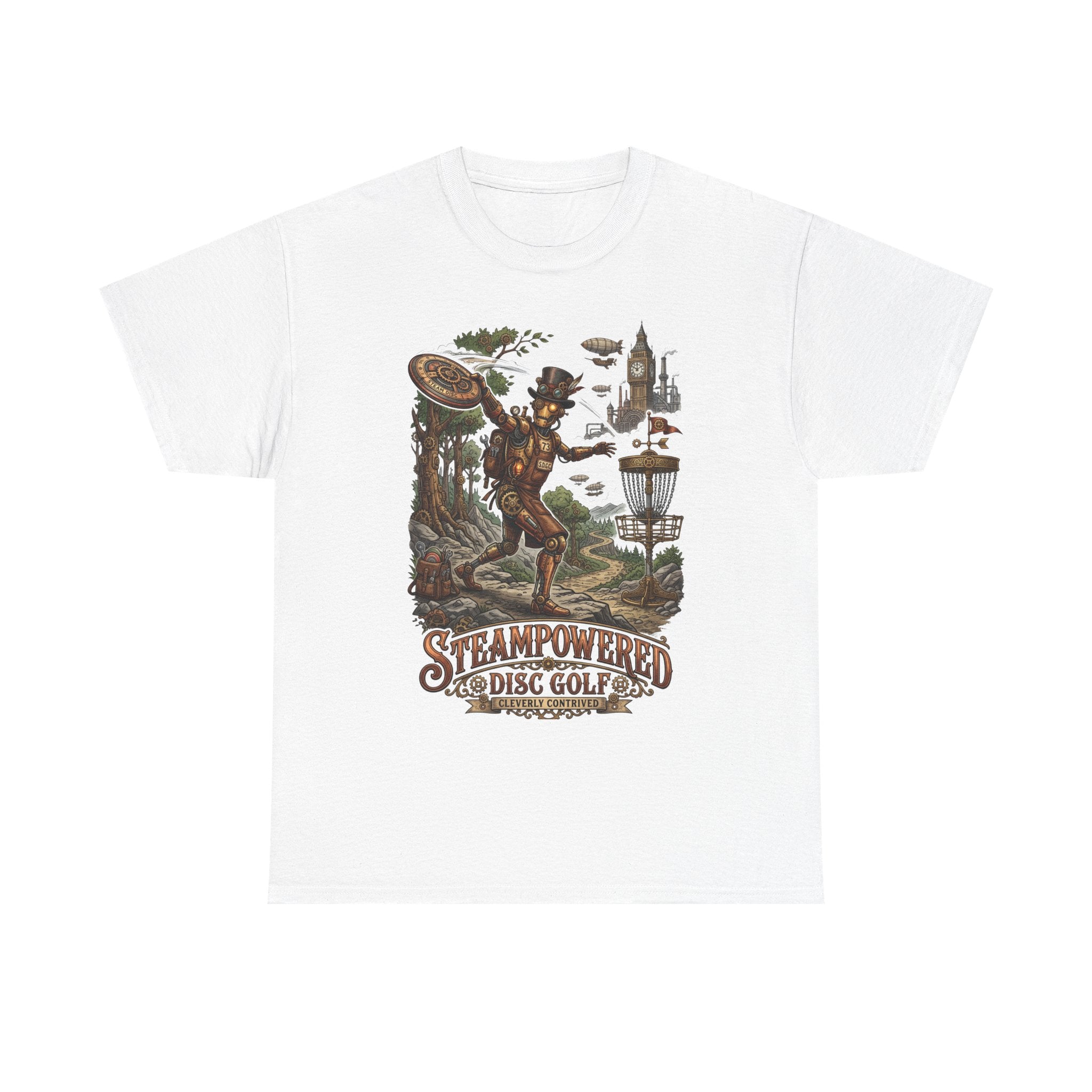 Steampunk Disc Golf T-Shirt – "Steampowered Disc Golf" Vintage Style