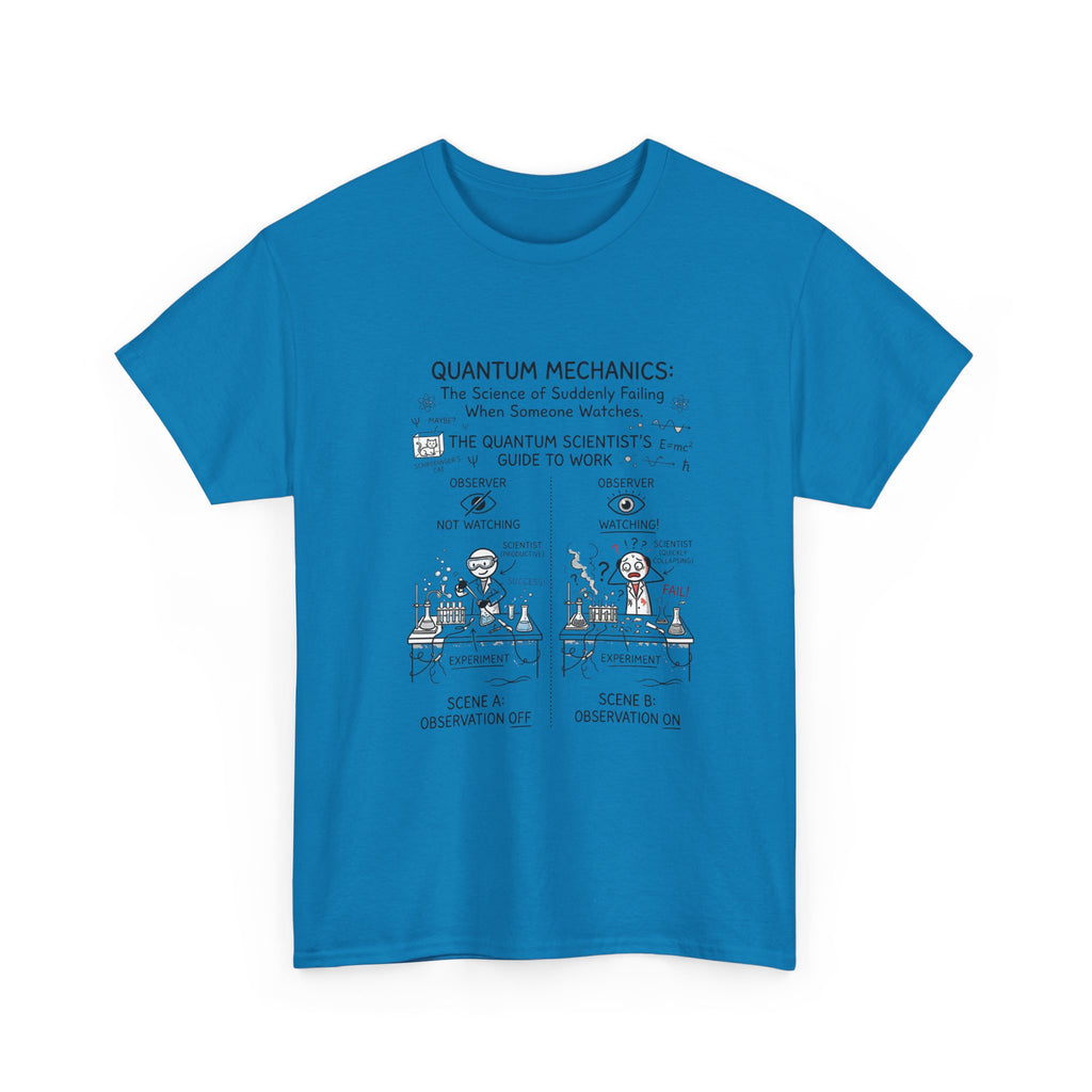 Quantum Mechanics Cartoon T‑Shirt — Funny Science Diagram Tee
