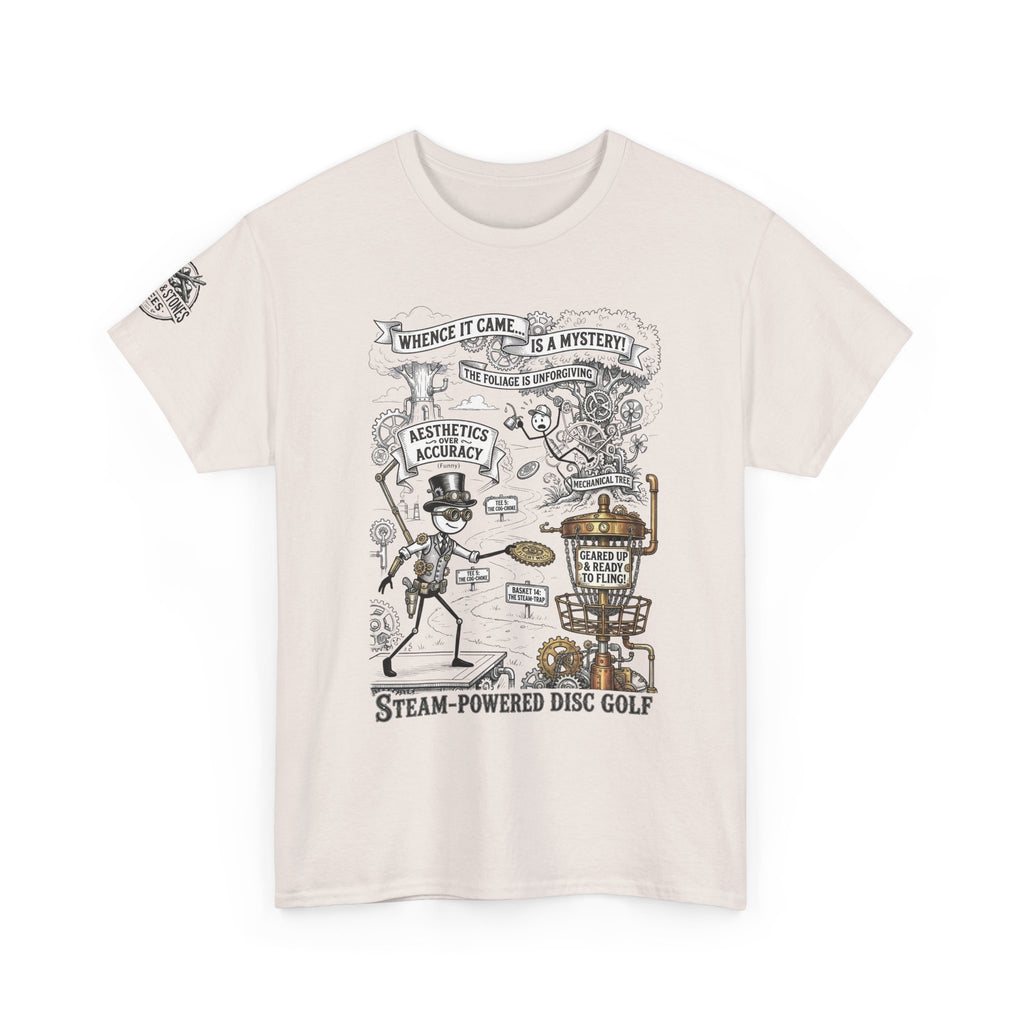 Steam-Powered Disc Golf T-Shirt | Steampunk Disc Golf Design