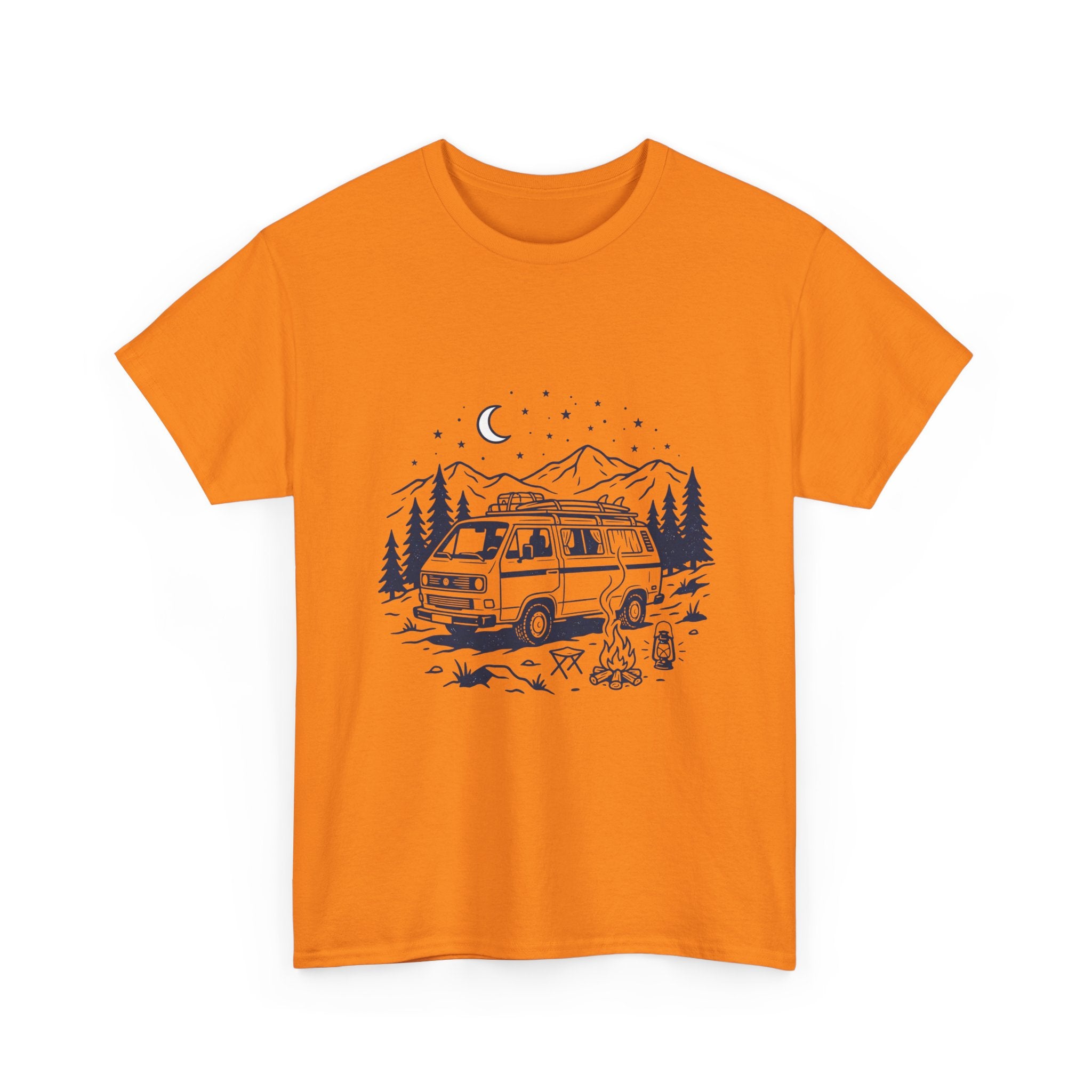 Camping Van Tee – Moonlit Mountain Adventure Graphic T-Shirt