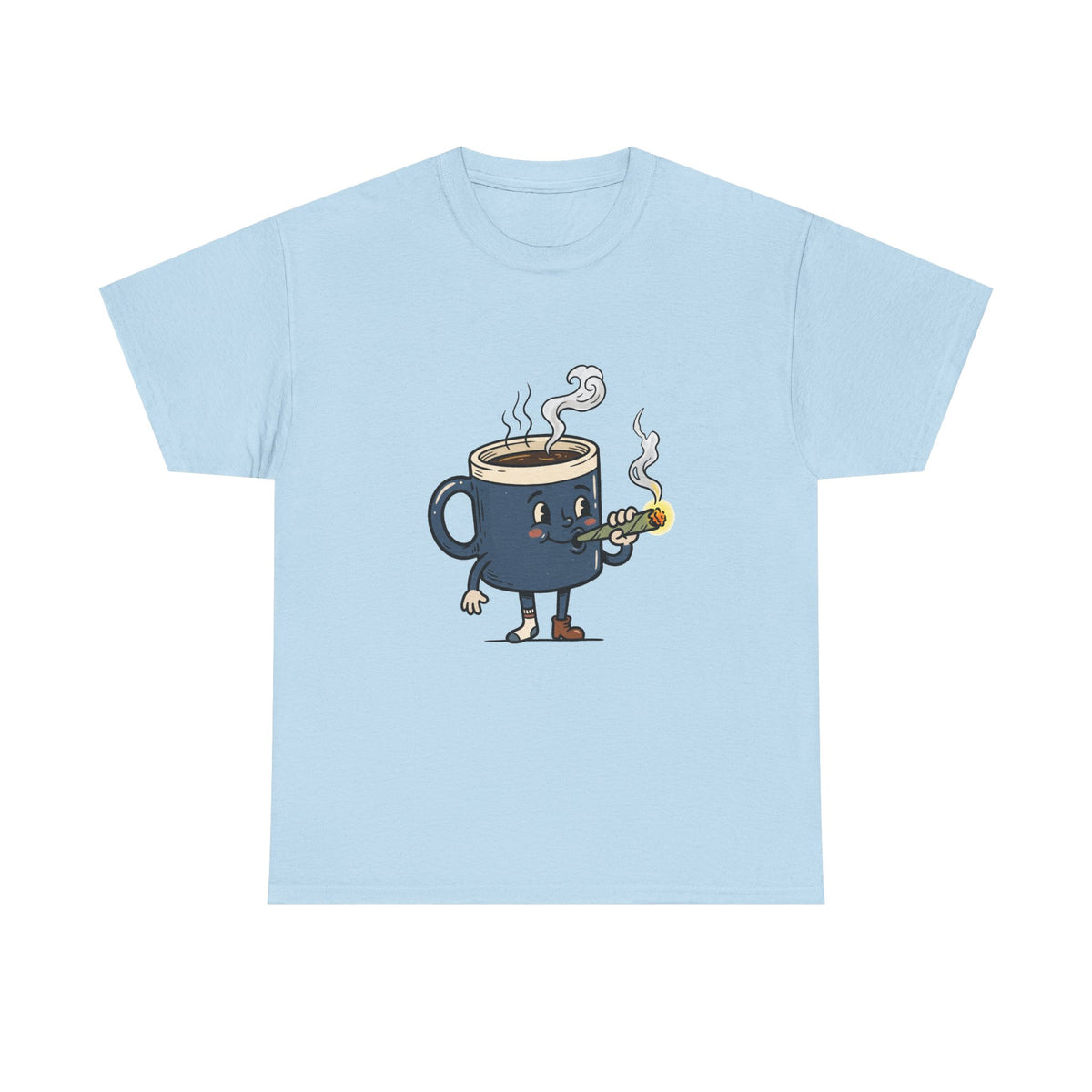 1 Coffee and a Joint Character Tee — Funny Smoking Joint Cartoon Shirt
