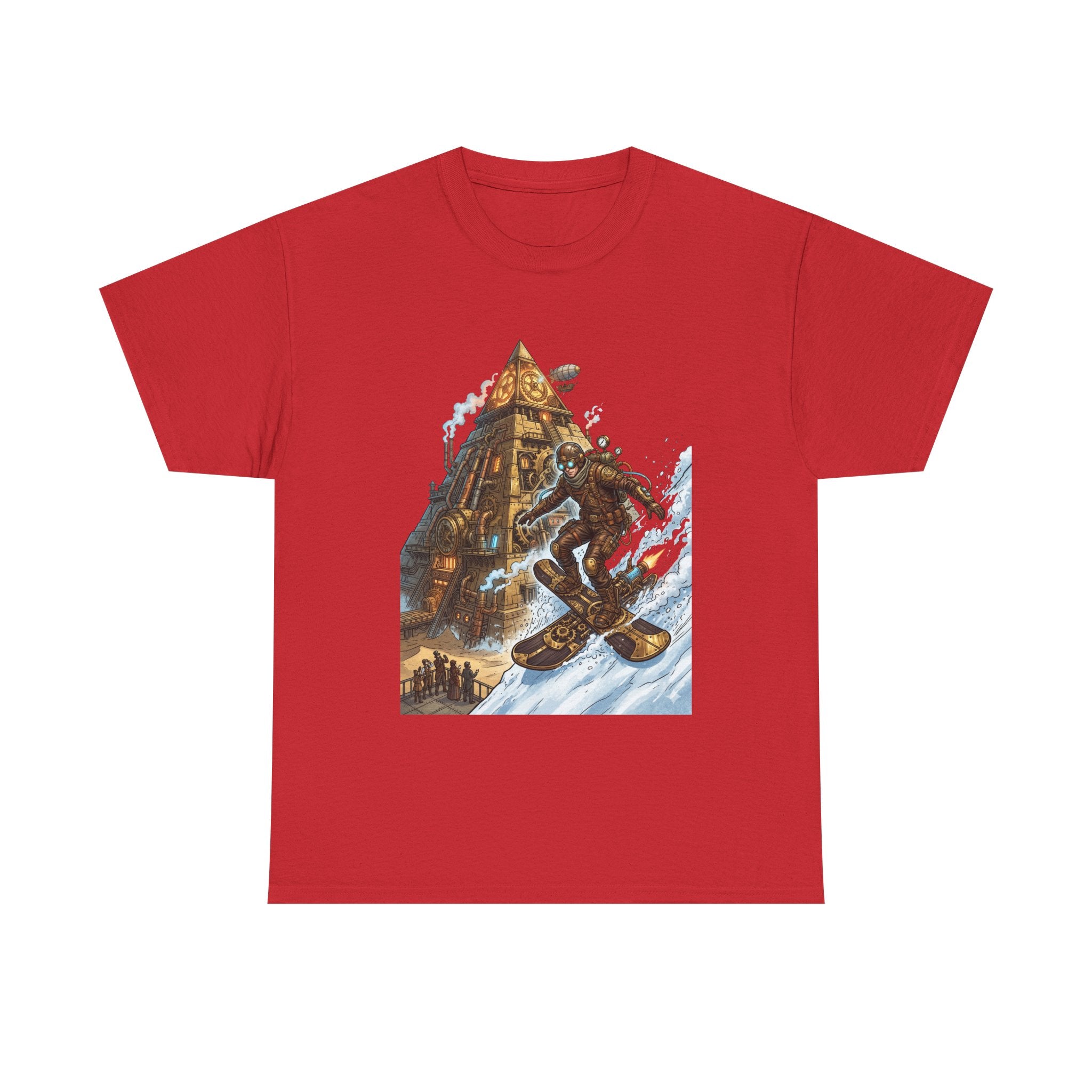 Steampunk Snowboard T‑Shirt — Retro Mountain Adventure Graphic Tee