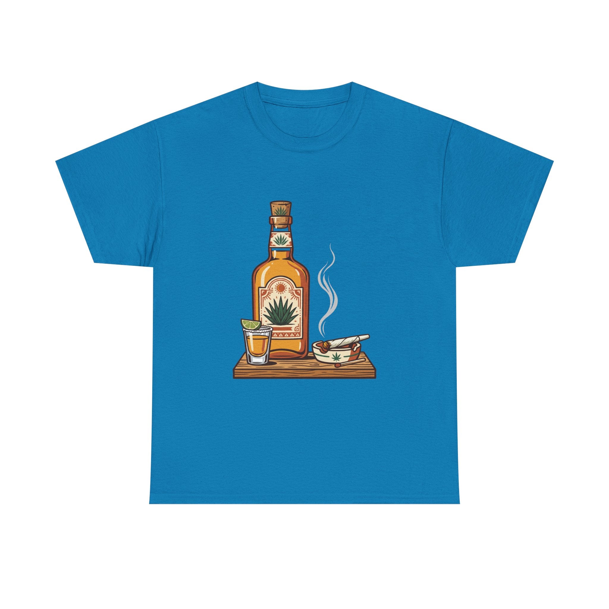 Tequila & A joint Tee — Bottle, Shot Glass & joint Graphic Shirt