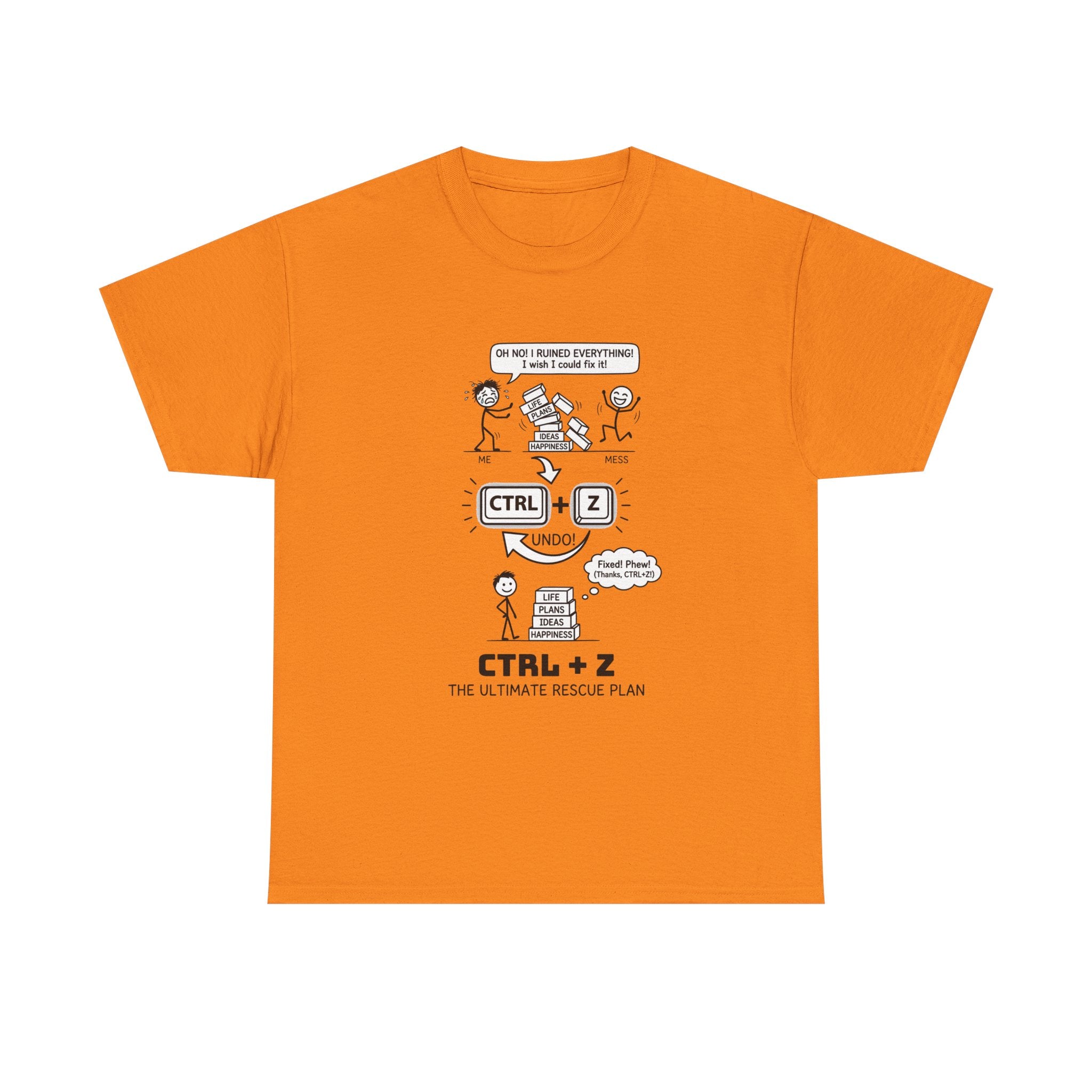 CTRL + Z T-Shirt — Funny Programmer Comic Tee ("The Ultimate Rescue Plan")