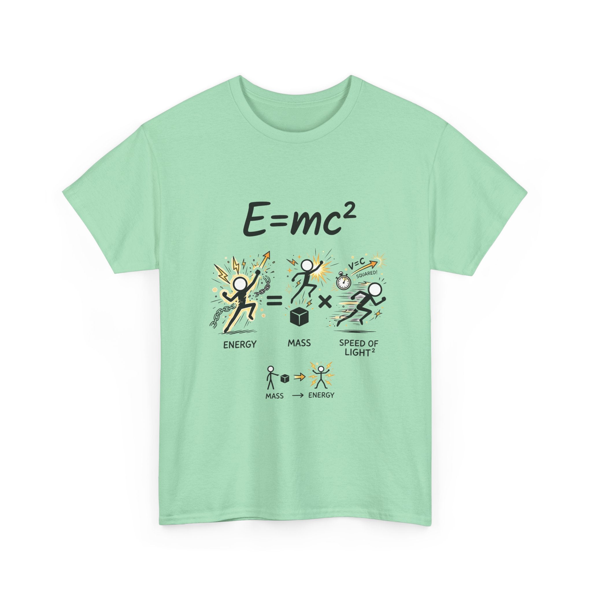 E=mc Illustrated Science T-Shirt — Funny Energy Mass Speed of Light Tee