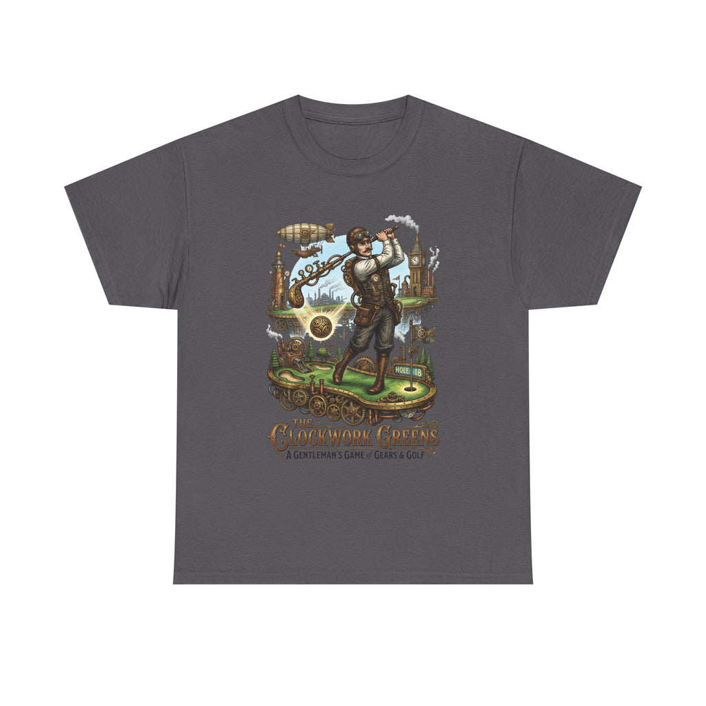 Golf Steampunk T-Shirt — "The Clockwork Greens" Vintage Golfing Design