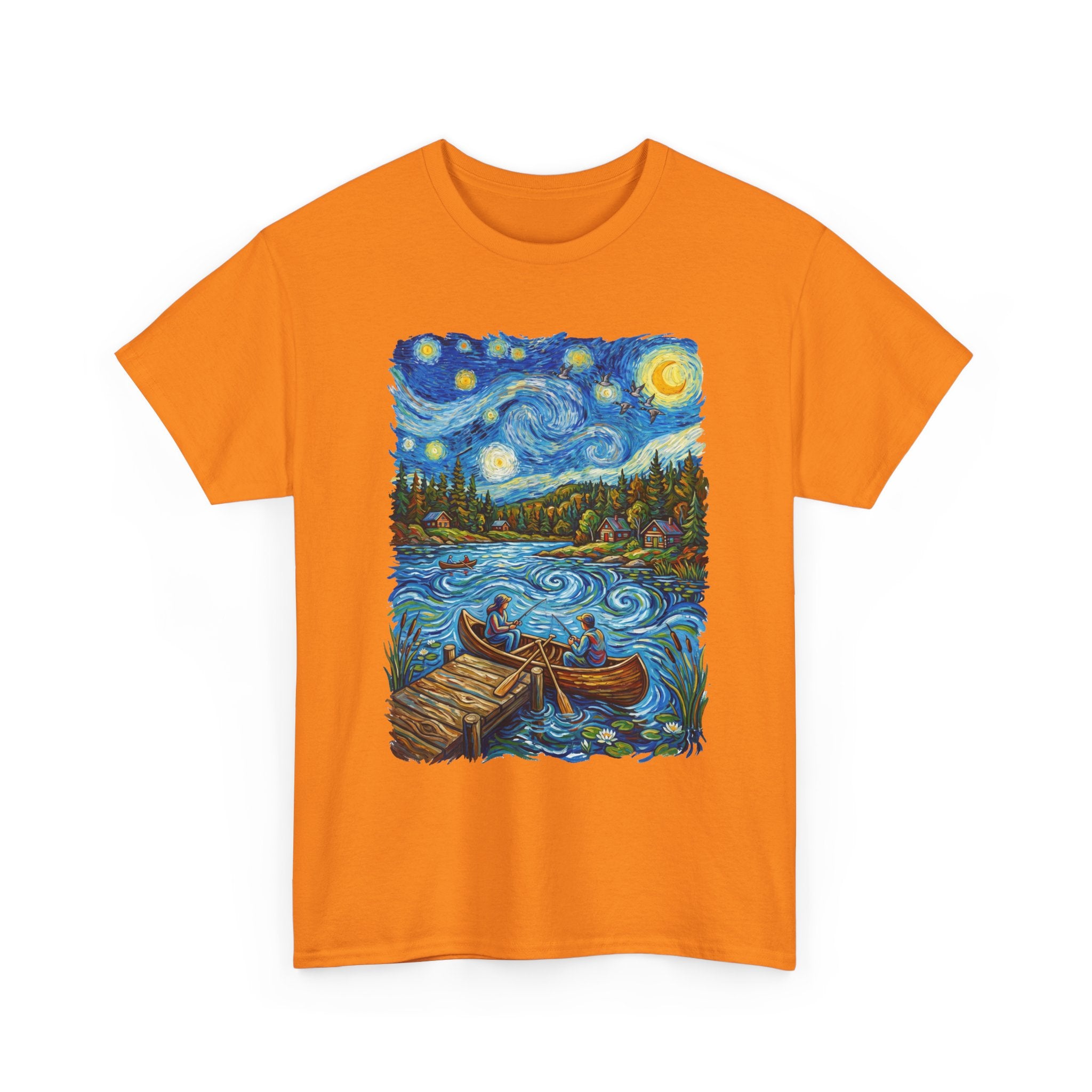 Starry Night Lake T-Shirt — Canoe Dock Scenic Tee