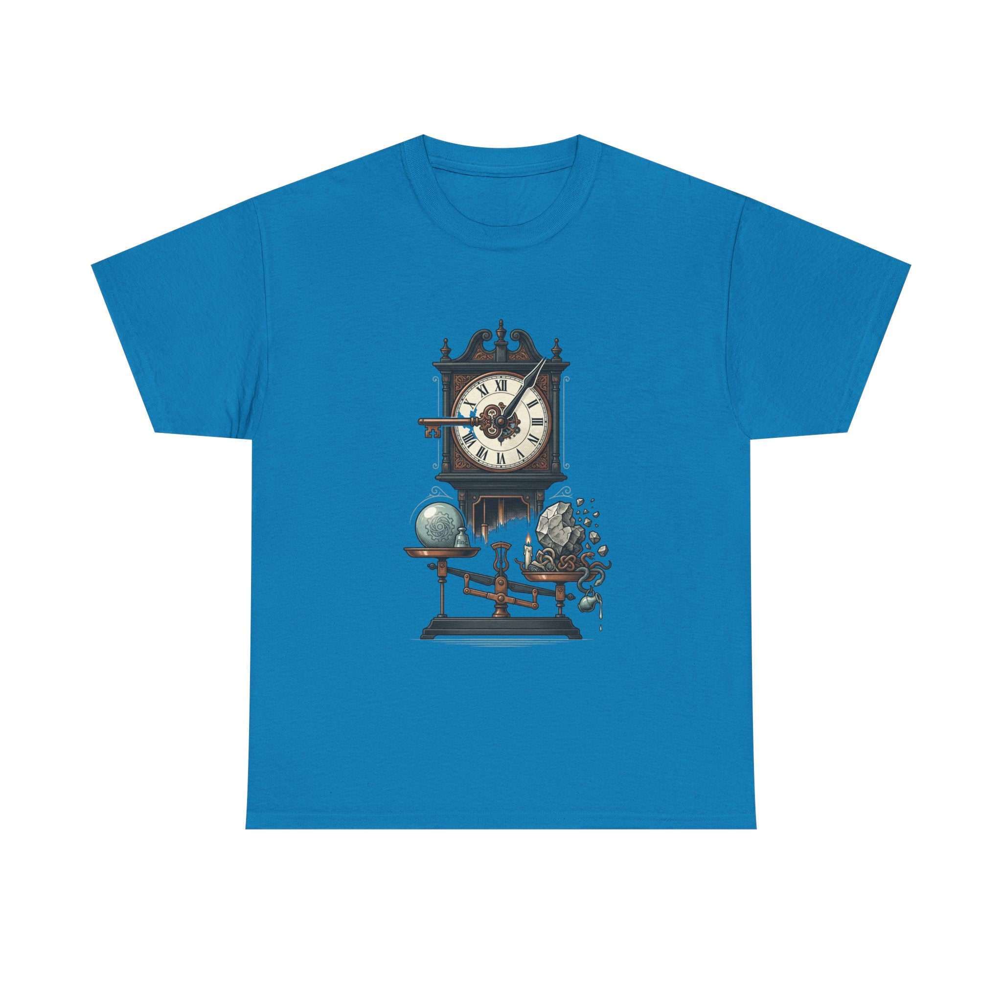 Vintage Clock & Globe Tee — Steampunk Timekeeper Graphic T-Shirt