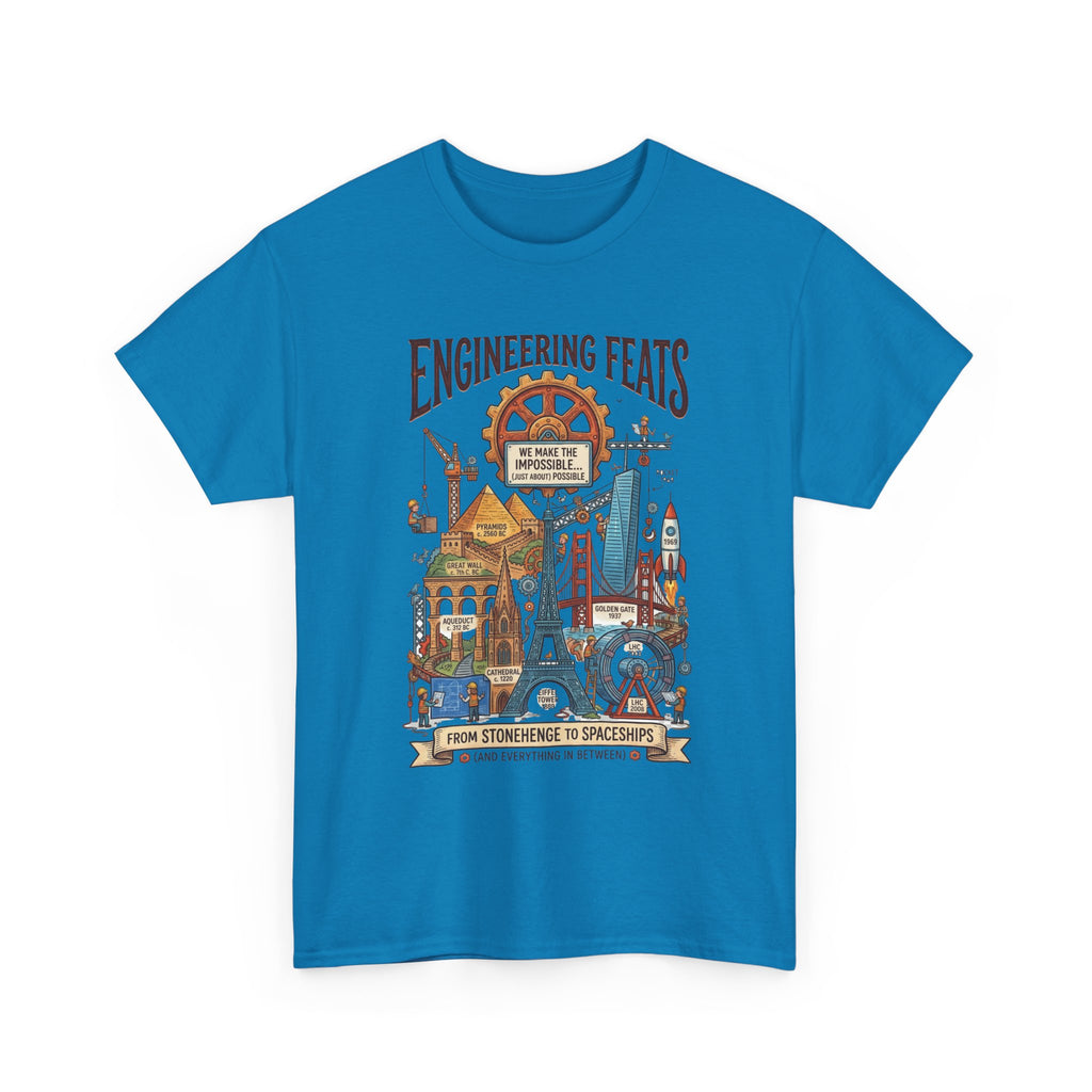 Engineering Feats T‑Shirt — STEM Vintage Landmark Illustration