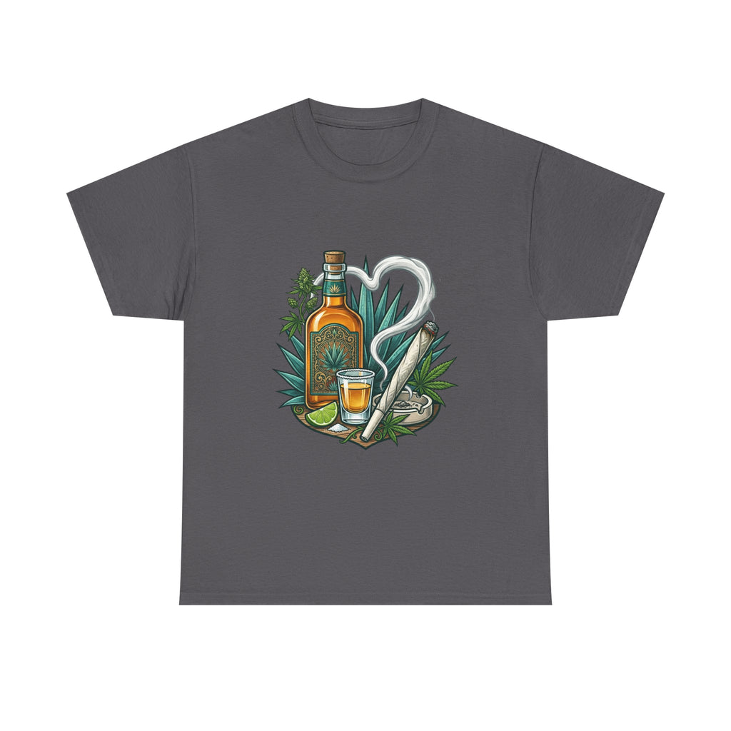 Tequila Bottle & Joint T‑Shirt — Agave Lime Margarita Design