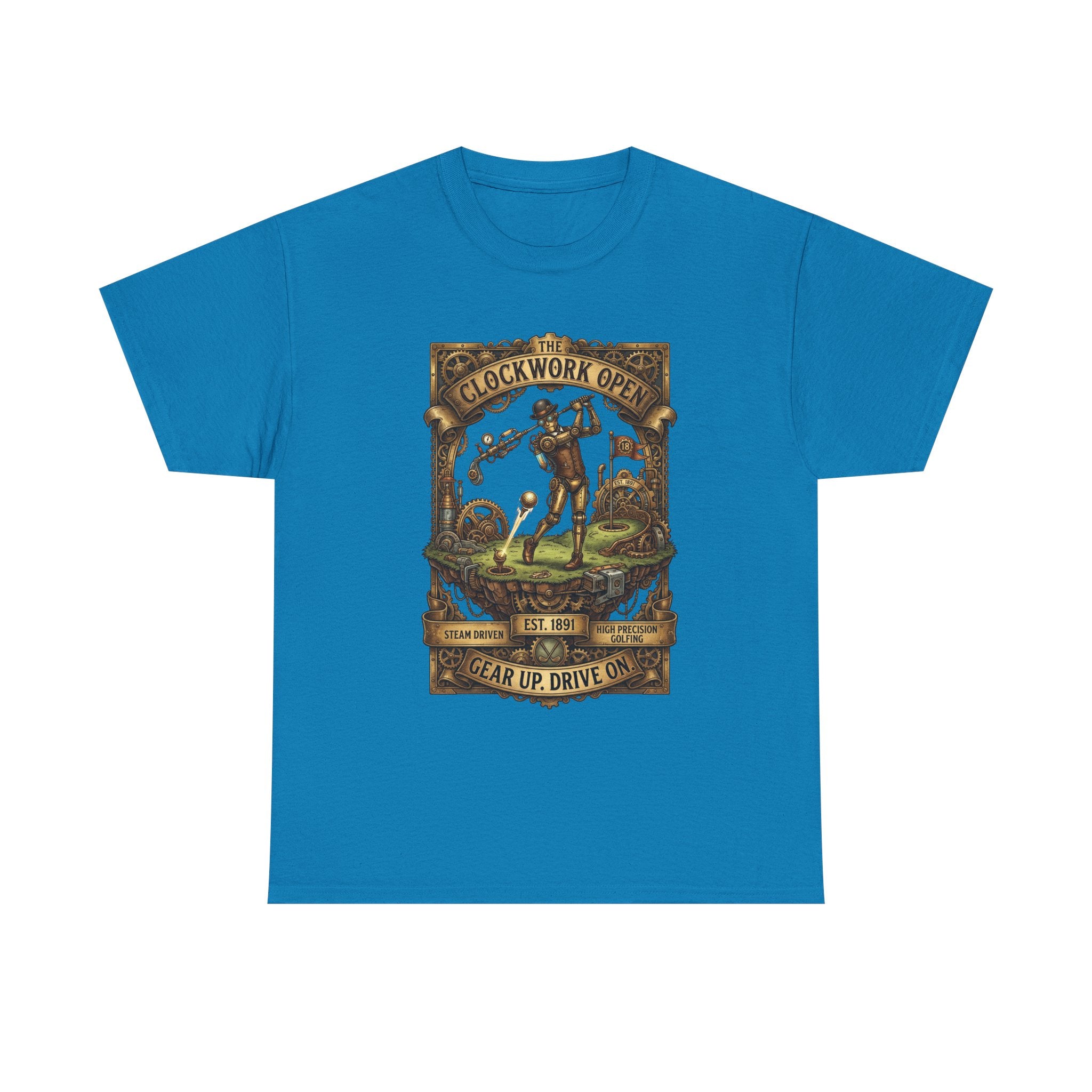 Steampunk Golf Tee — Vintage Mechanical Tin Man Graphic T-Shirt