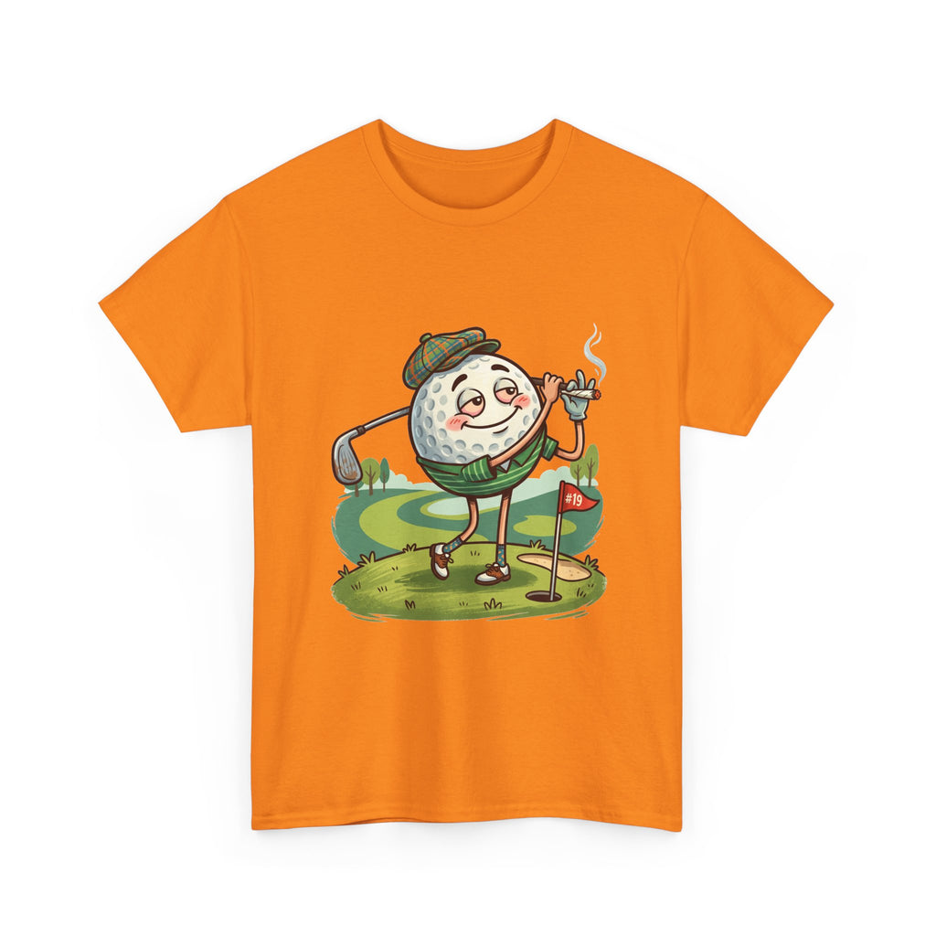 Golf Ball Character Weed T‑Shirt — Funny Retro Golfer Cartoon Tee