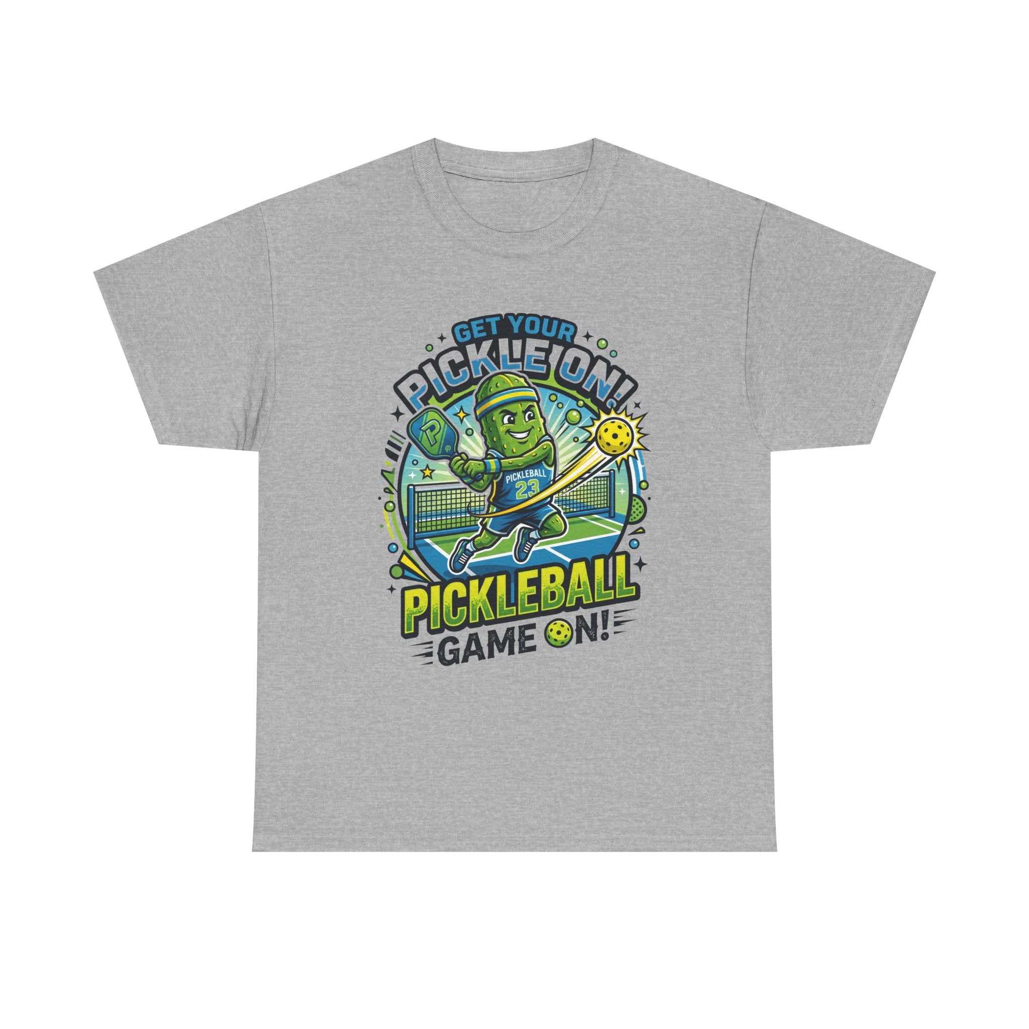 Pickleball Tee - "Get Your Pickle On!" Fun Pickle Character Game On Shirt