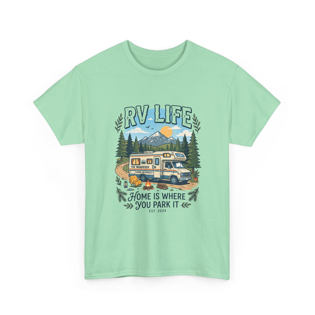 RV Life T-Shirt – “Home Is Where You Park It” Camper Tee for RVing & Outdoor Lovers