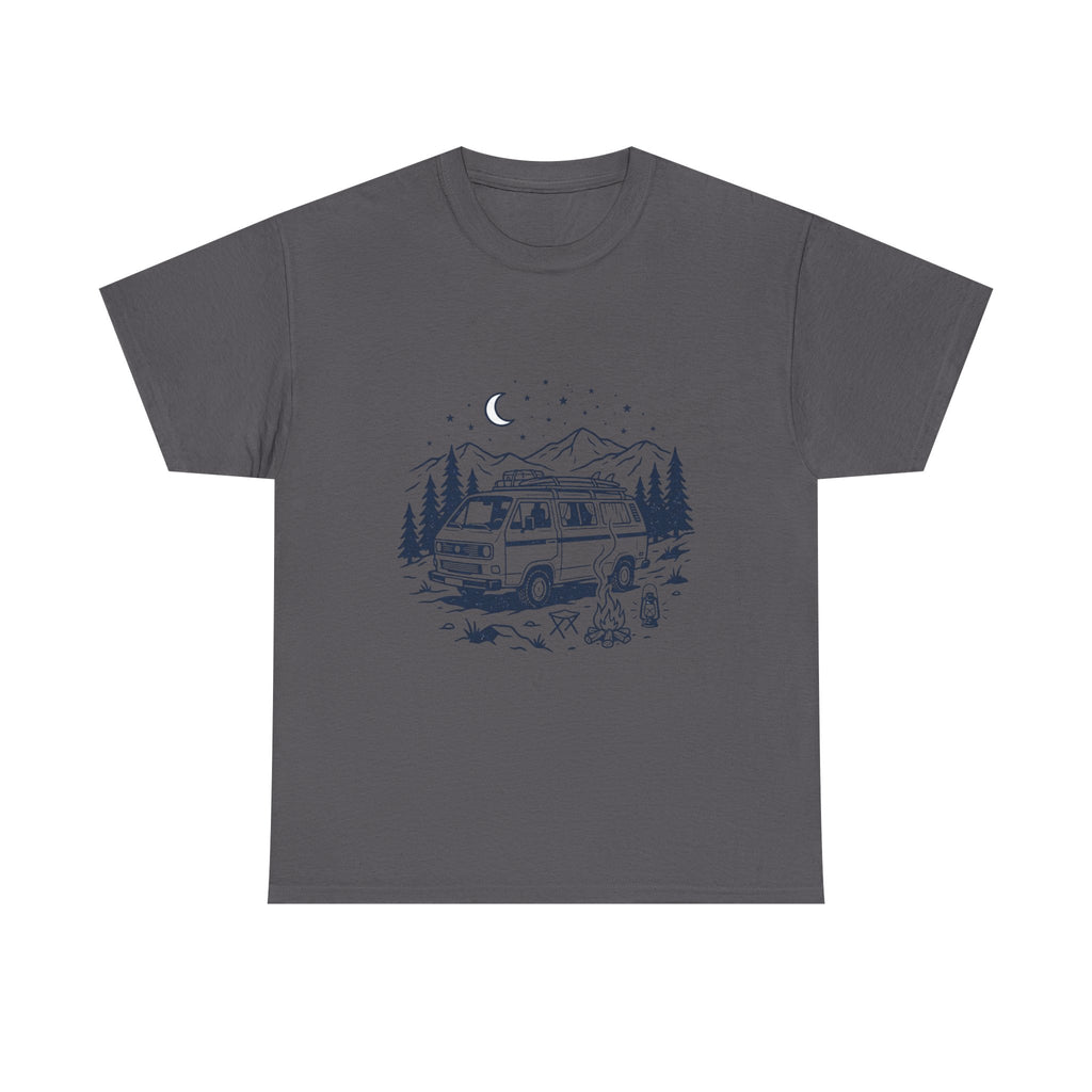 Camping Van Tee – Moonlit Mountain Adventure Graphic T-Shirt
