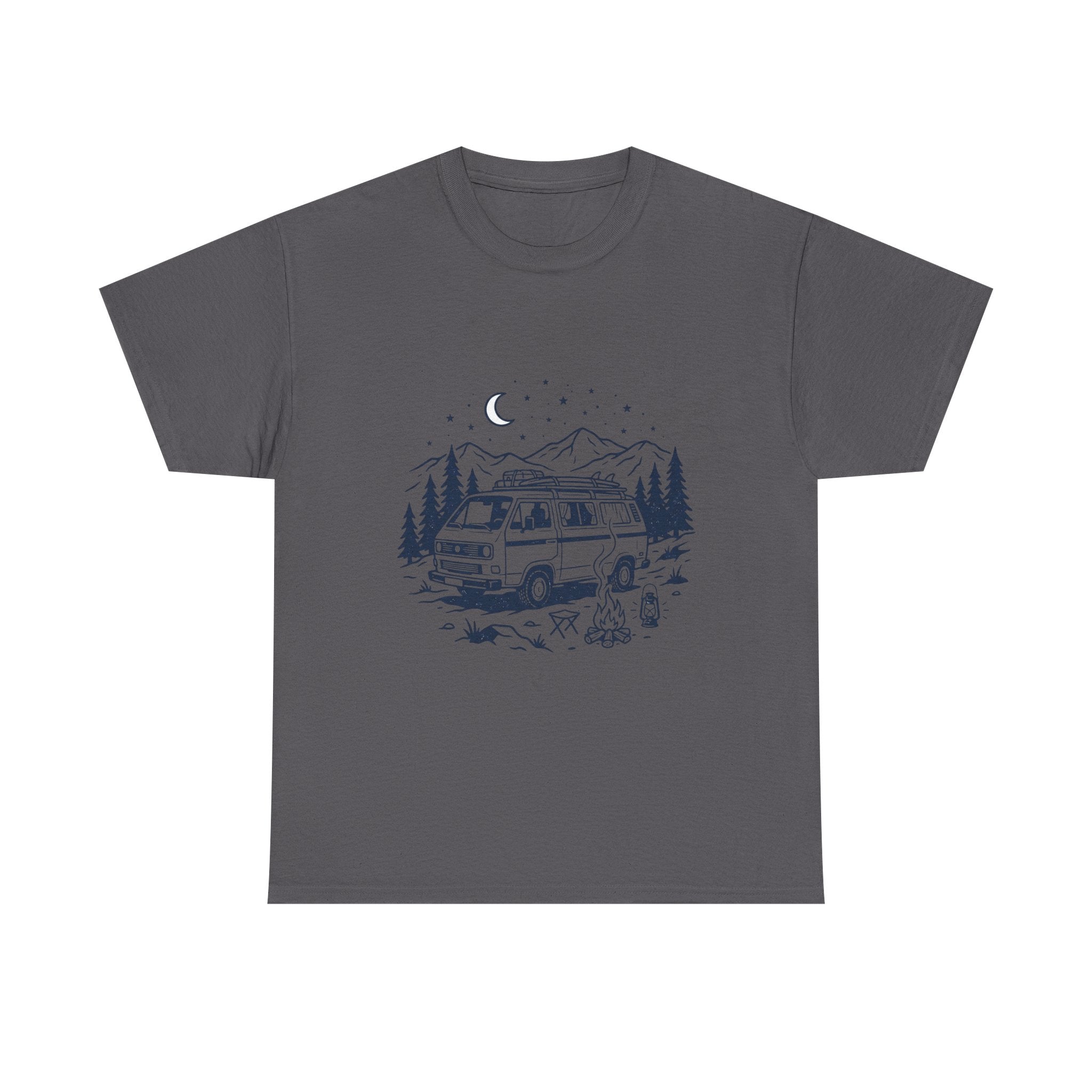 Camping Van Tee – Moonlit Mountain Adventure Graphic T-Shirt