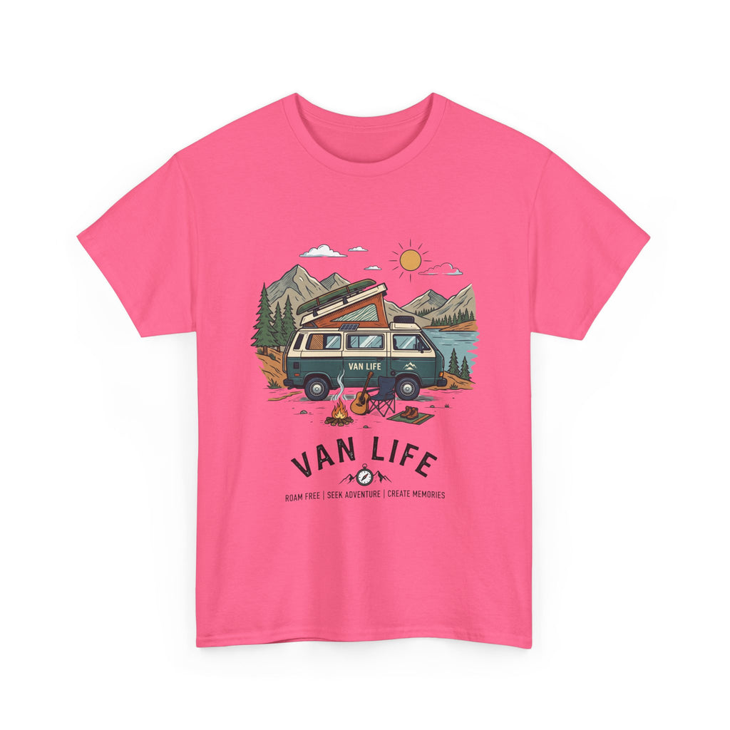 Van Life Camper T-Shirt — Retro Adventure Tee with Campfire Graphic