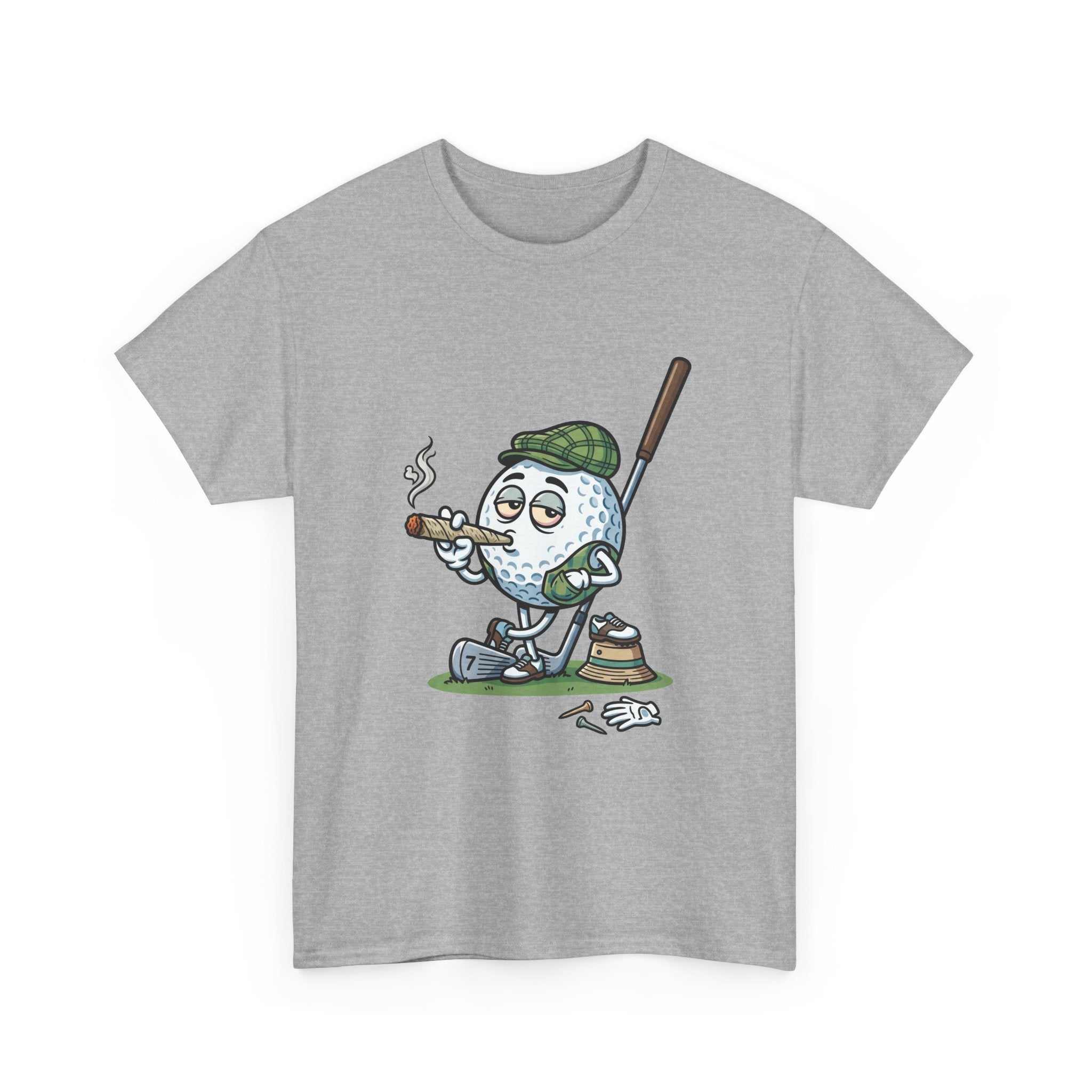 Golf Ball Cartoon T-Shirt — Weed Smoking Golfer Vintage Style Tee