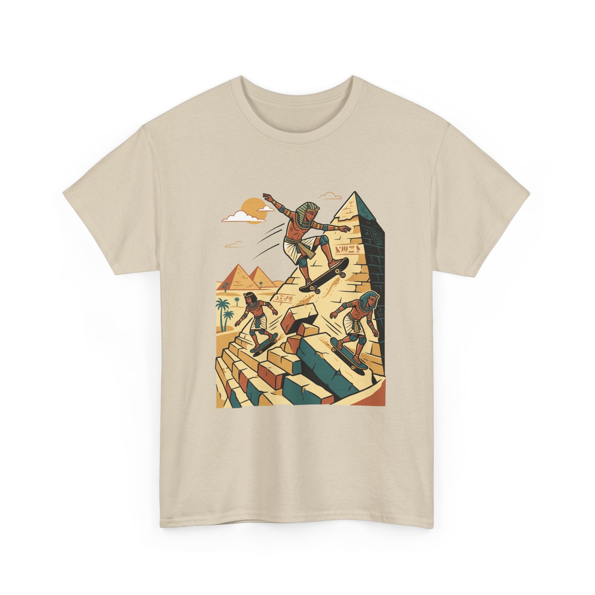 Egyptian Pyramid Skateboard T‑Shirt — Retro Skateboarding Pharaohs Graphic Tee