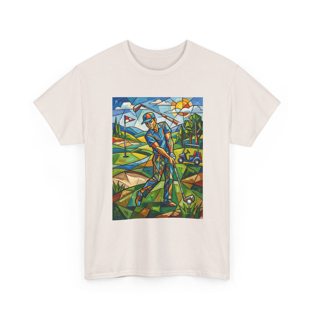 Golf Stained Glass Art Tee — Colorful Golfer Graphic T-Shirt