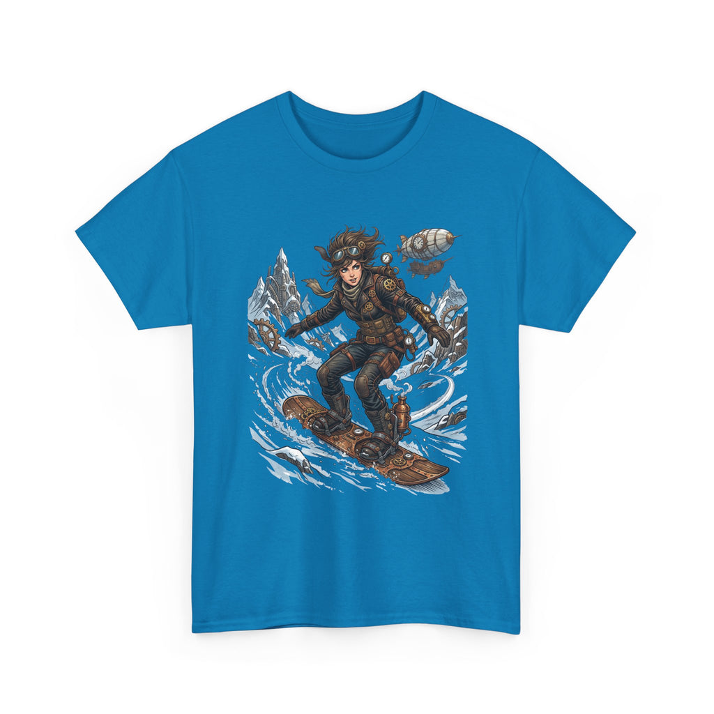 Steampunk Girl Snowboarder Graphic Tee — Winter Snowboarding Adventure Shirt