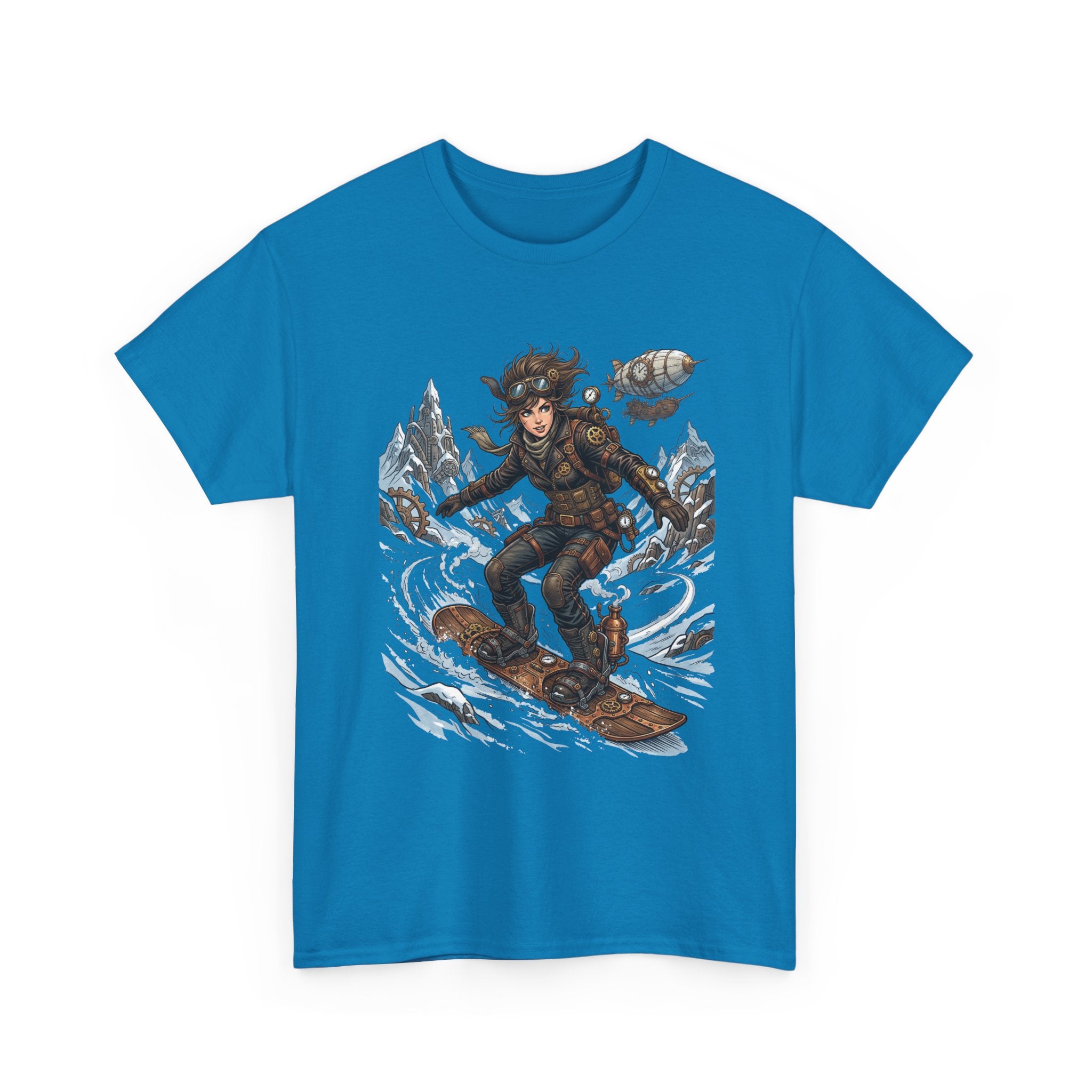 Steampunk Girl Snowboarder Graphic Tee — Winter Snowboarding Adventure Shirt