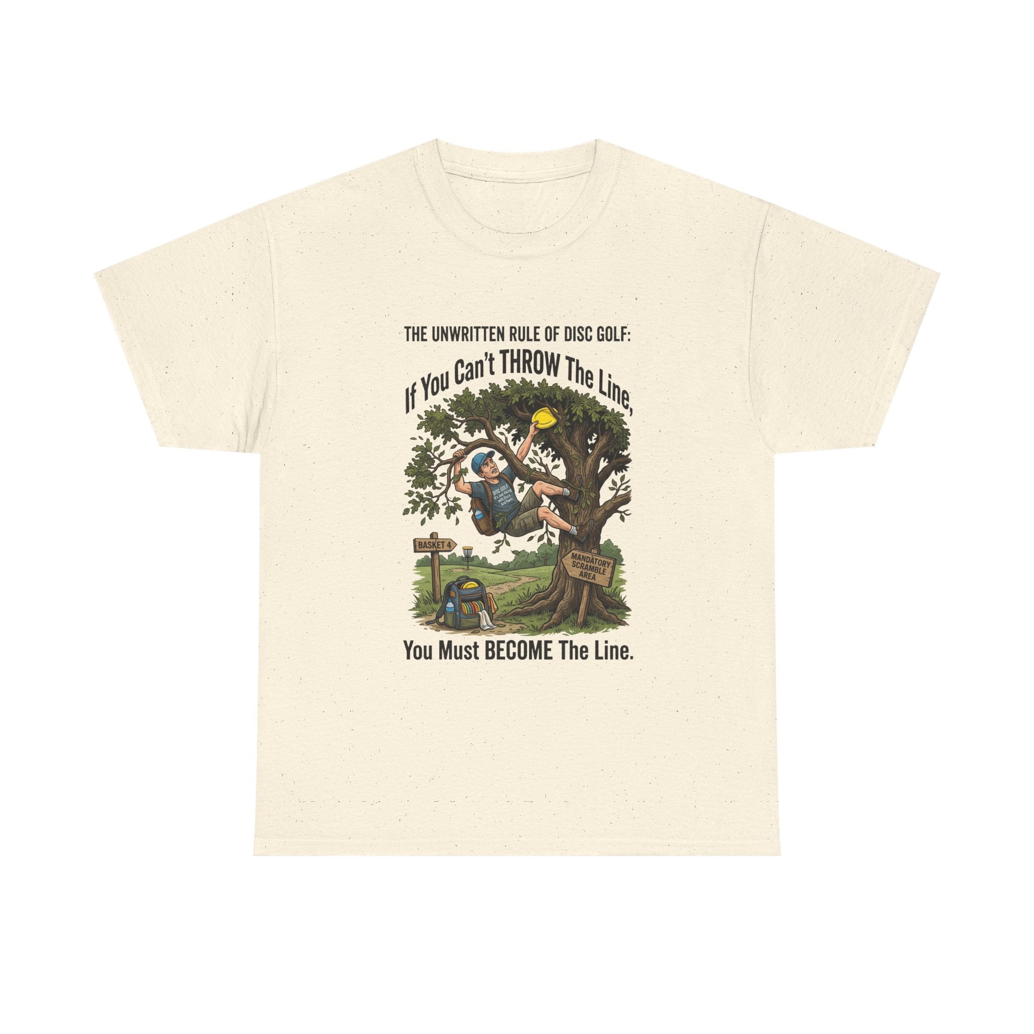 Disc Golf T-Shirt - "If You Can't Throw the Line, You Must Become the Line" Vintage Golf Cartoon Tee