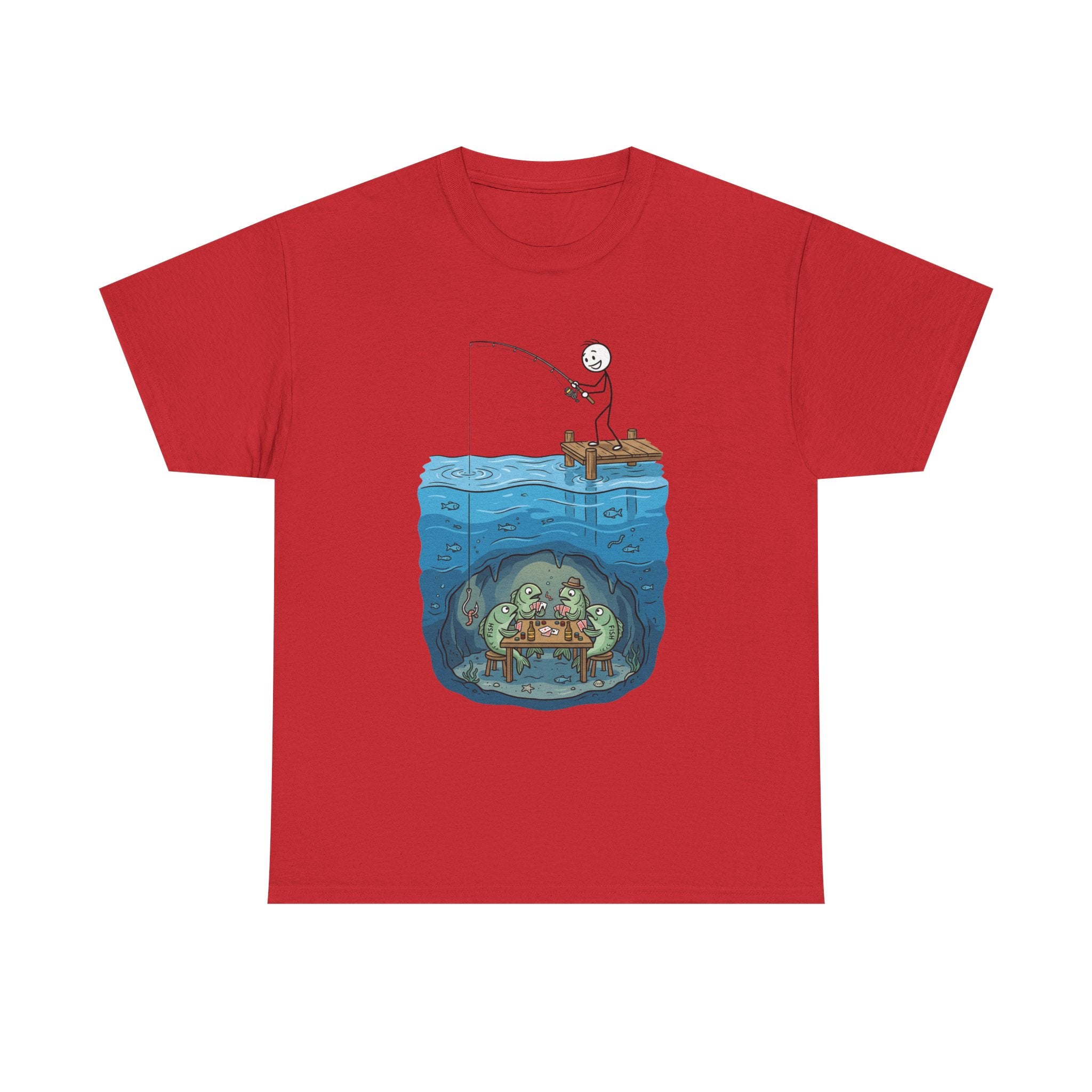Fishing Tee — Underwater Surprise Cartoon T-Shirt (Fisherman & Sea Creatures)