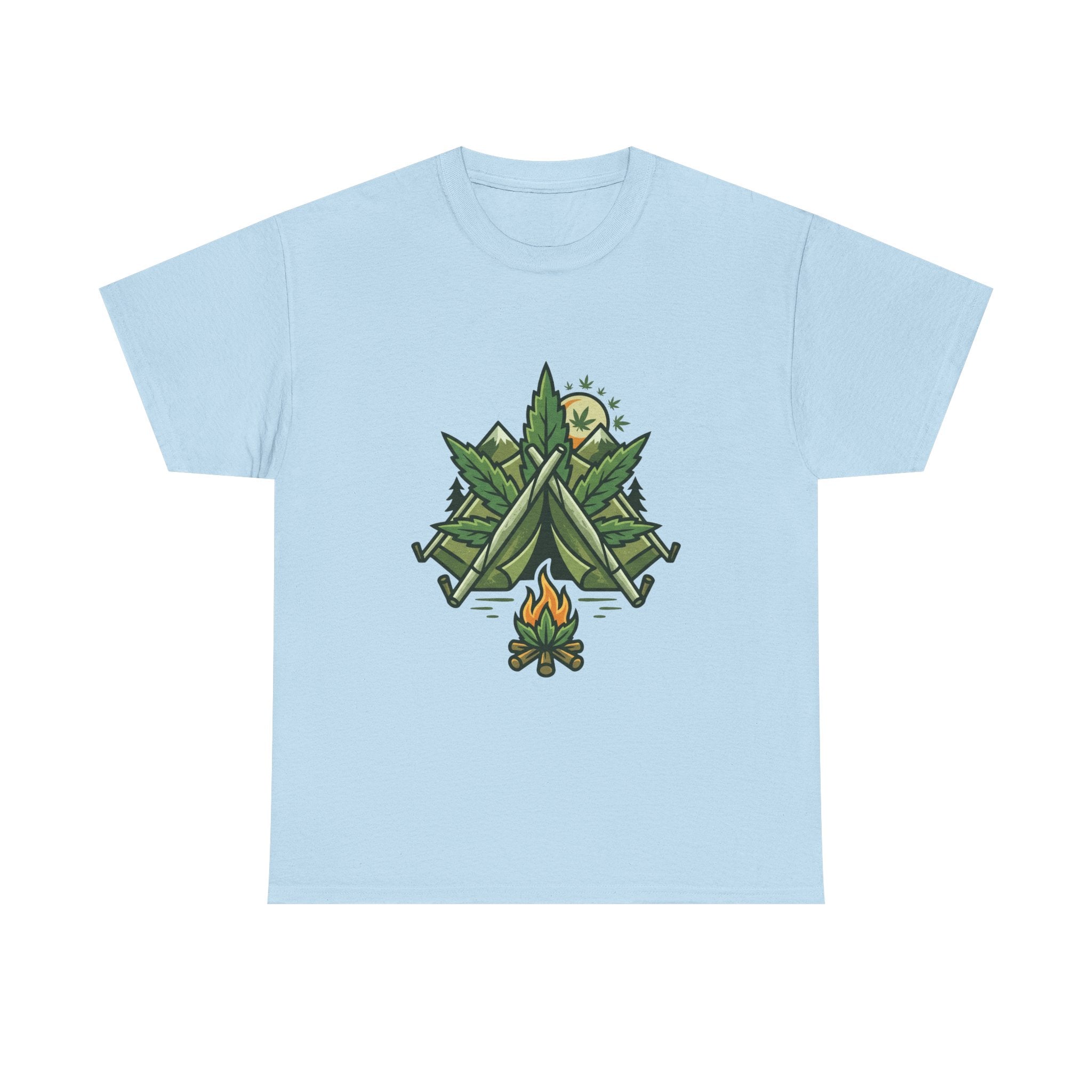 Camping Tent & Campfire T-Shirt — Outdoor Adventure Nature Tee