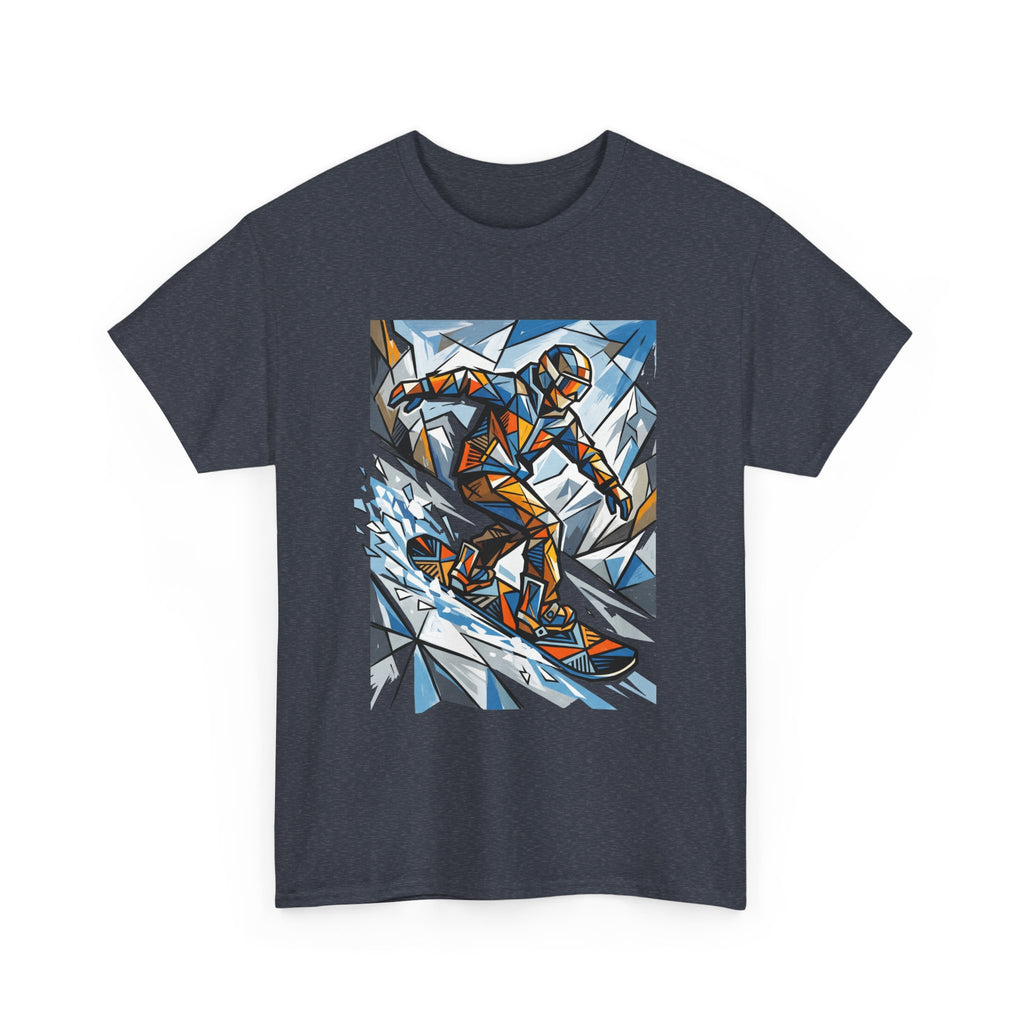 Snowboarder Geometric Art T-Shirt — Abstract Winter Sports Graphic Tee