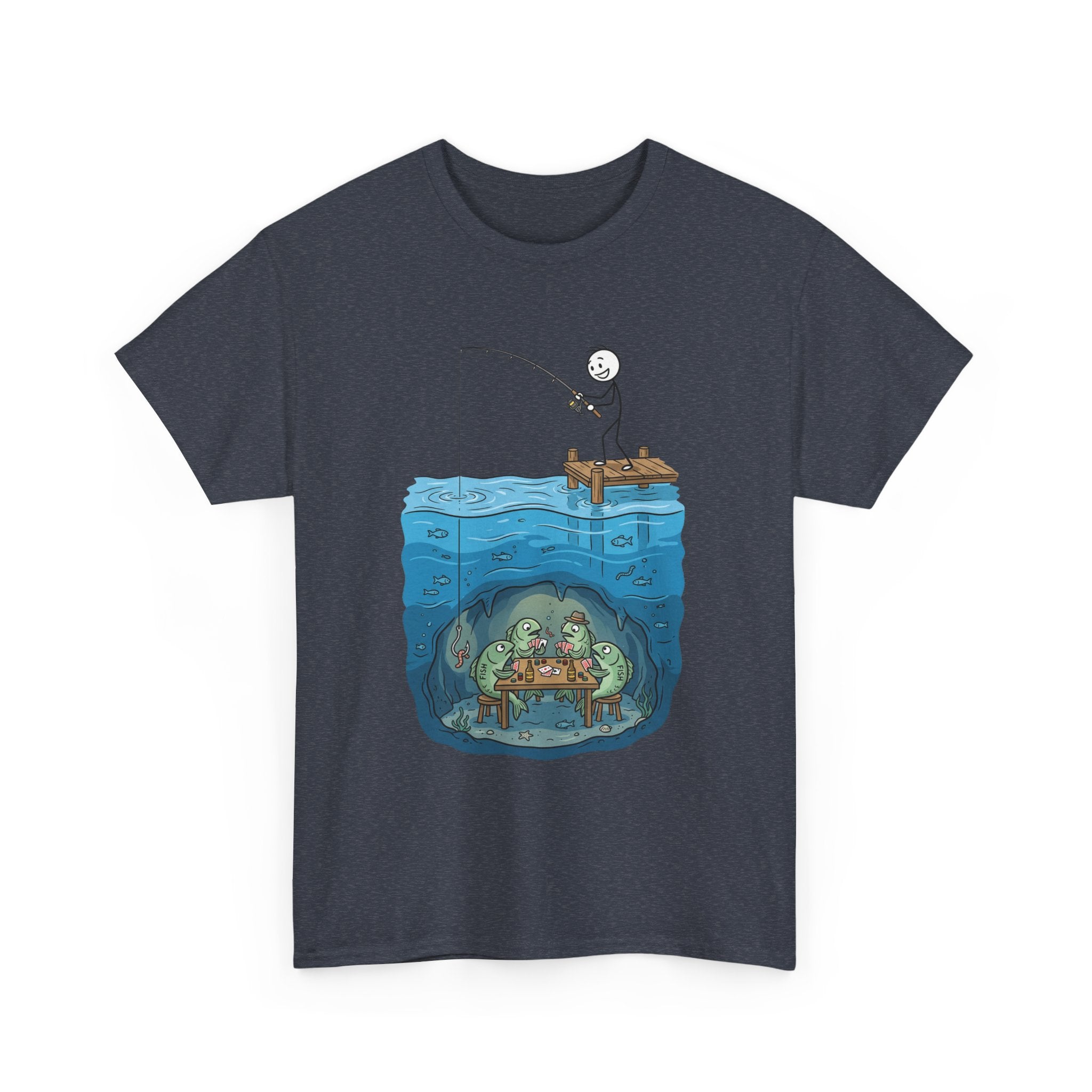 Fishing Tee — Underwater Surprise Cartoon T-Shirt (Fisherman & Sea Creatures)