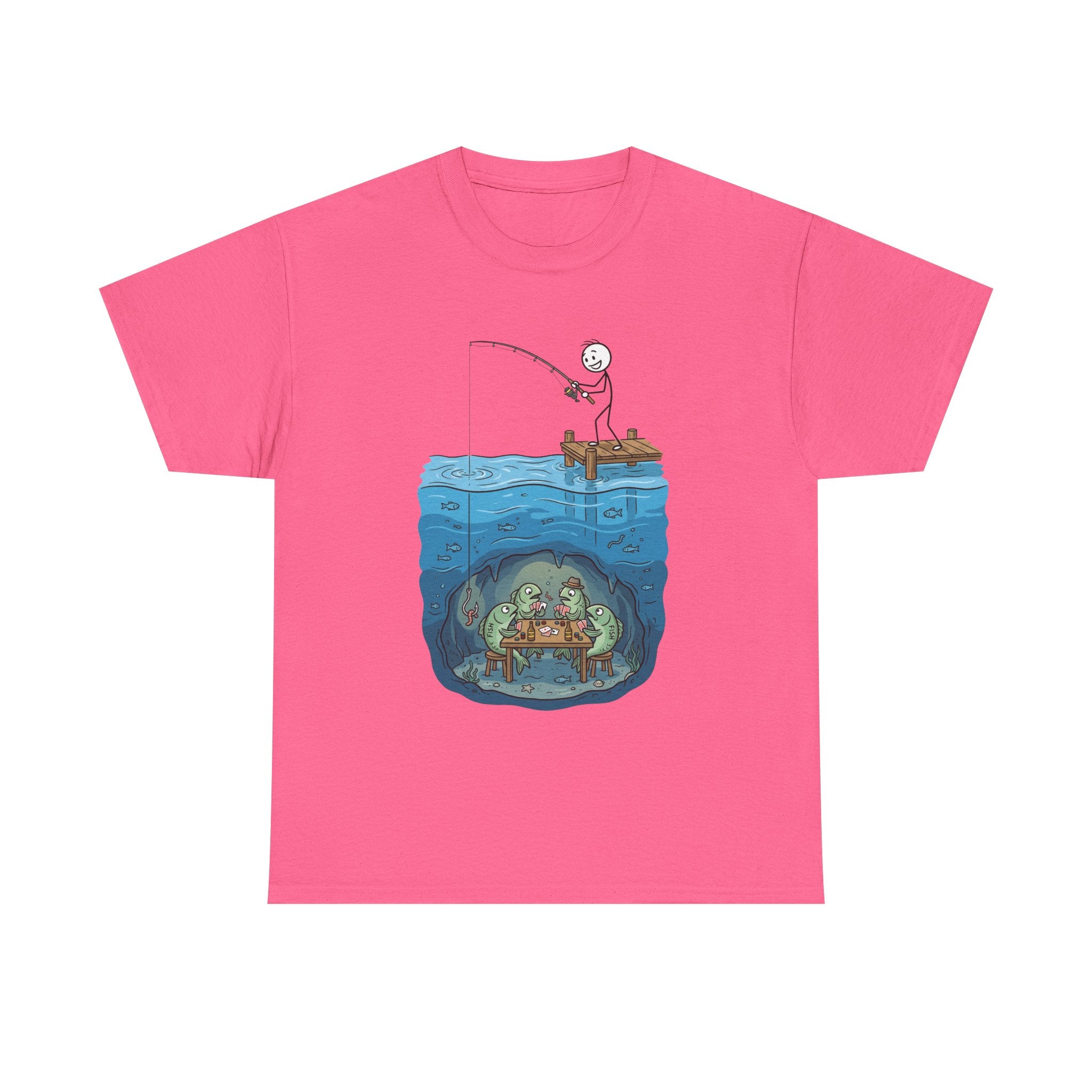 Fishing Tee — Underwater Surprise Cartoon T-Shirt (Fisherman & Sea Creatures)