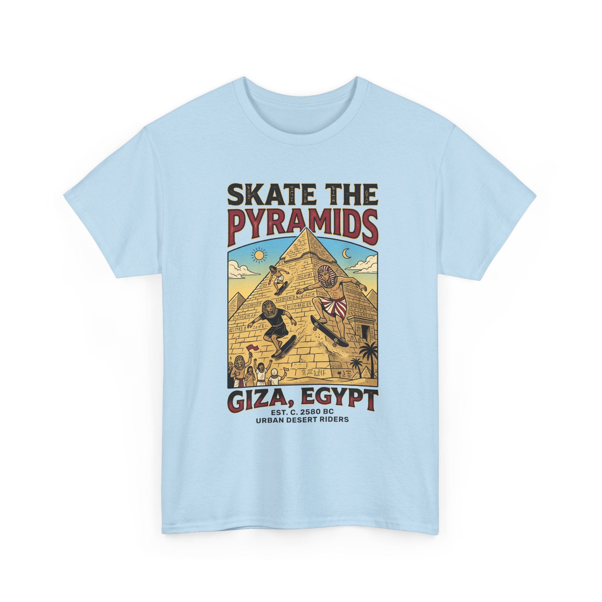 Skate The Pyramids Tee — Giza Egypt Skateboarding Graphic T-Shirt