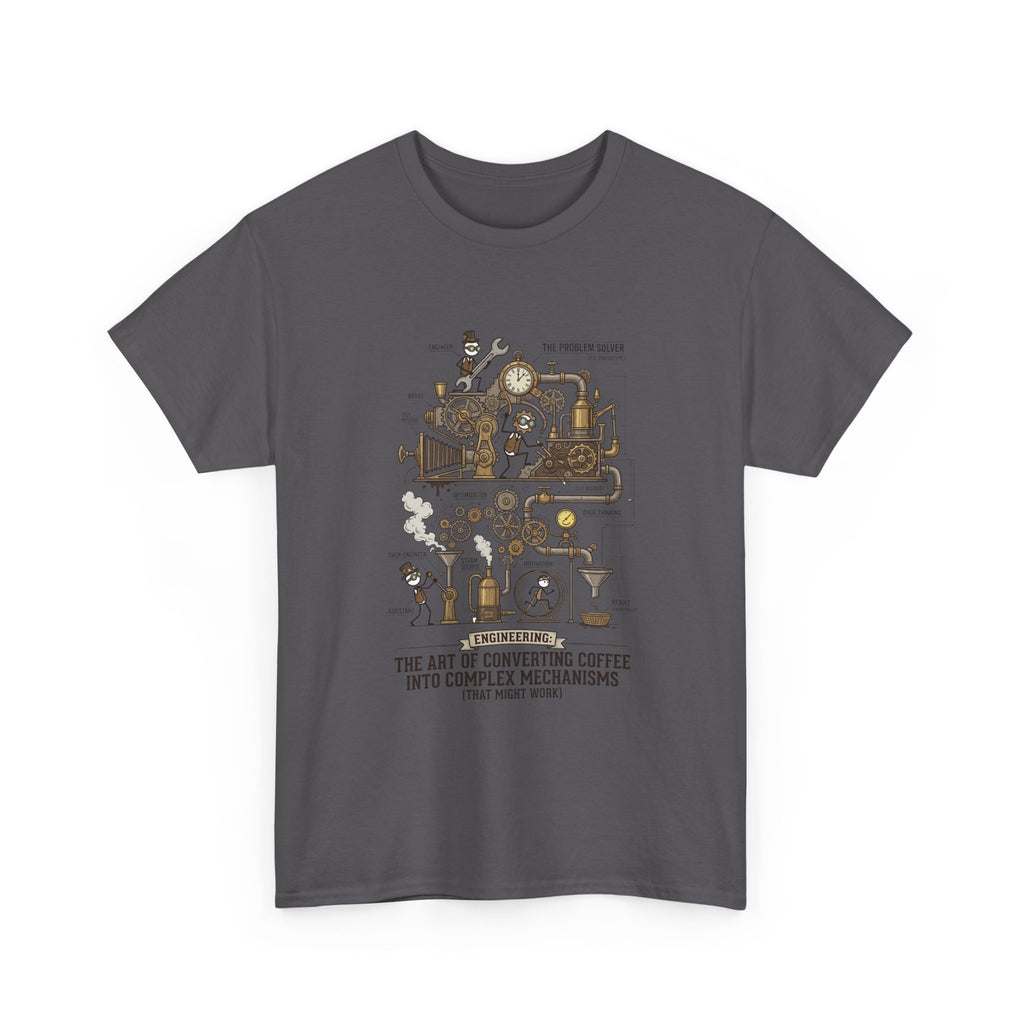 Steampunk Engineering T-Shirt — The Art of Converting Coffee Into Complex Mechanisms Graphic Tee