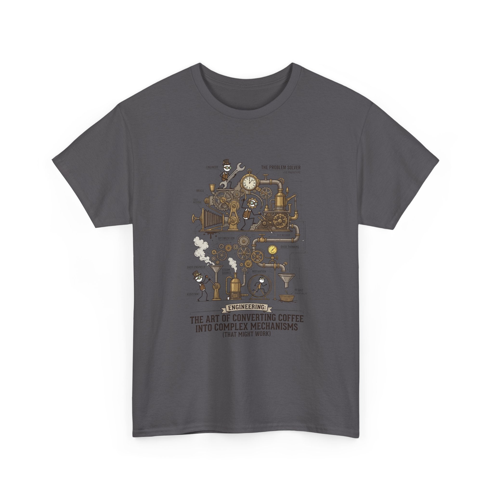 Steampunk Engineering T-Shirt — The Art of Converting Coffee Into Complex Mechanisms Graphic Tee