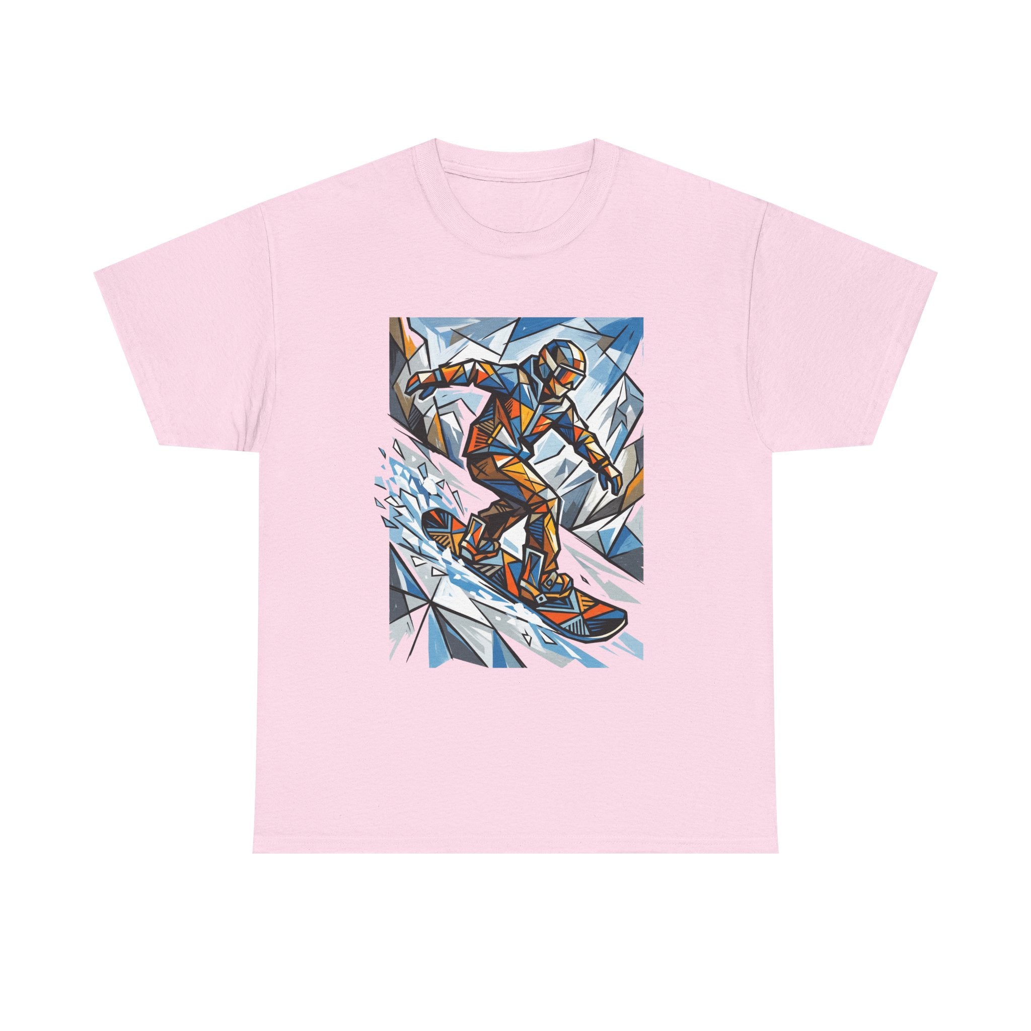 Snowboarder Geometric Art T-Shirt — Abstract Winter Sports Graphic Tee