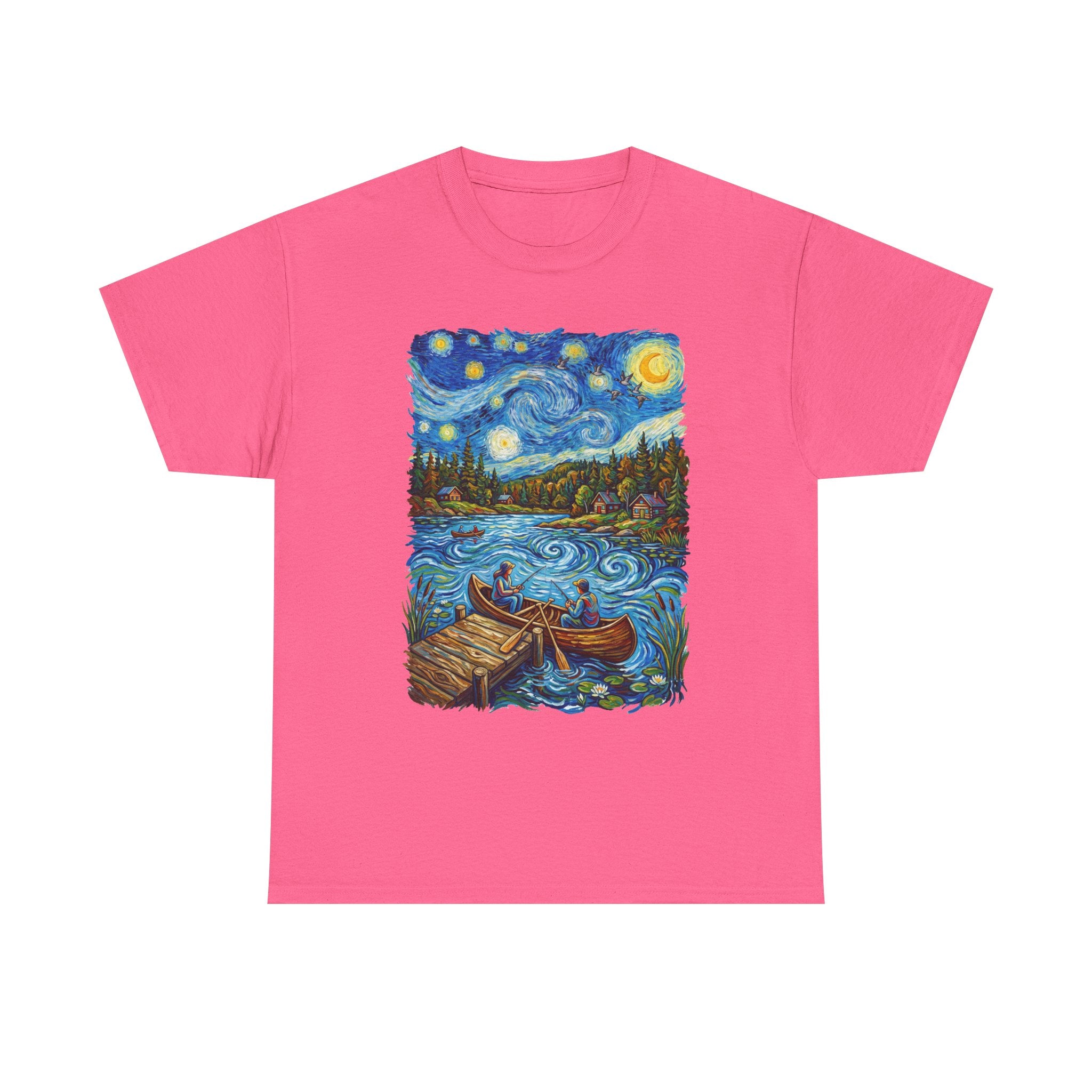 Starry Night Lake T-Shirt — Canoe Dock Scenic Tee