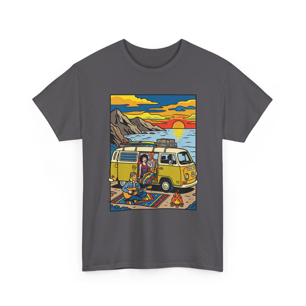 Surf Van Sunset T‑Shirt — Retro Camper Beach Scene Tee