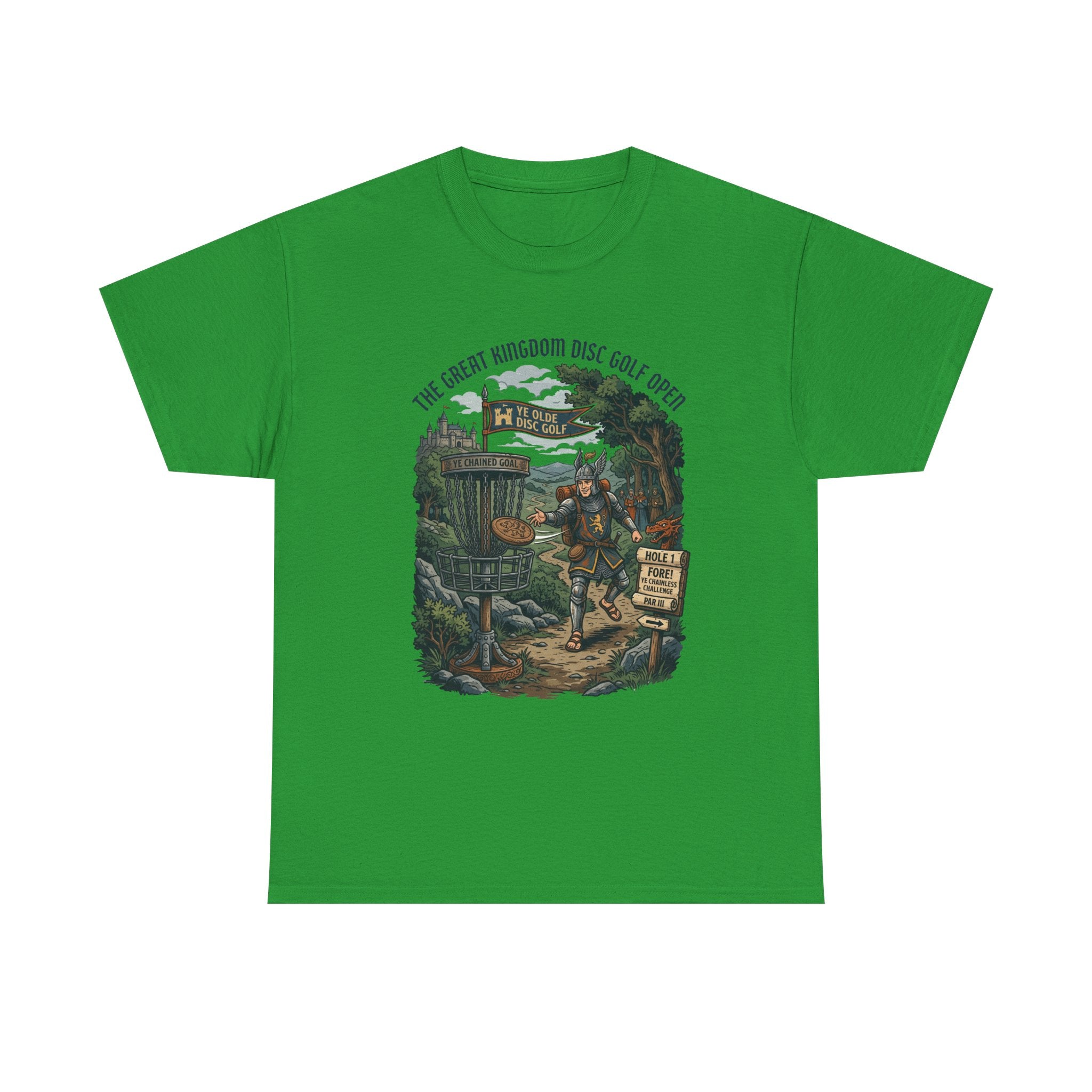 Medieval Disc Golf Adventure Tee — "The Great Kingdom Disc Golf Open" Graphic Shirt