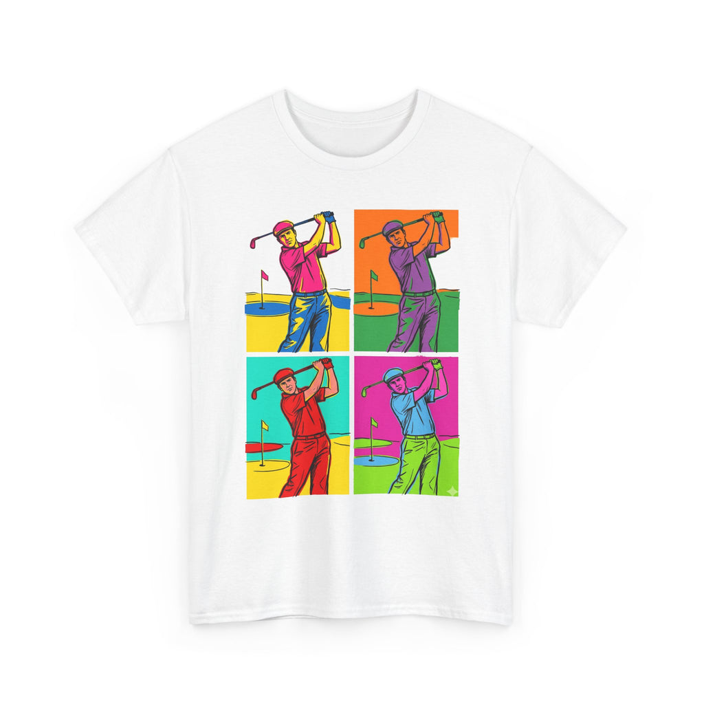 Golf Pop Art T-Shirt — Colorful Golfer Swing Graphic Tee